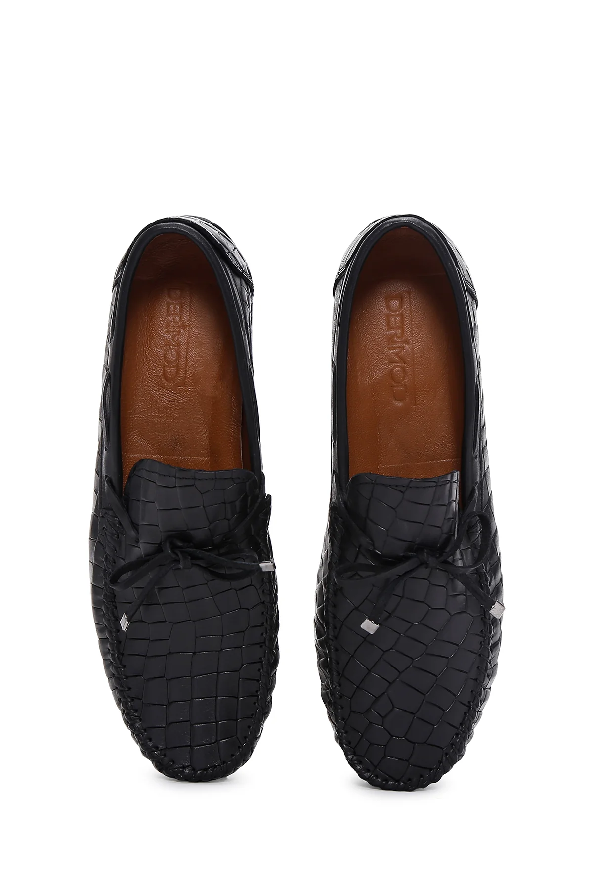 Erkek Siyah Kroko Desenli Deri Casual Loafer - Image 6