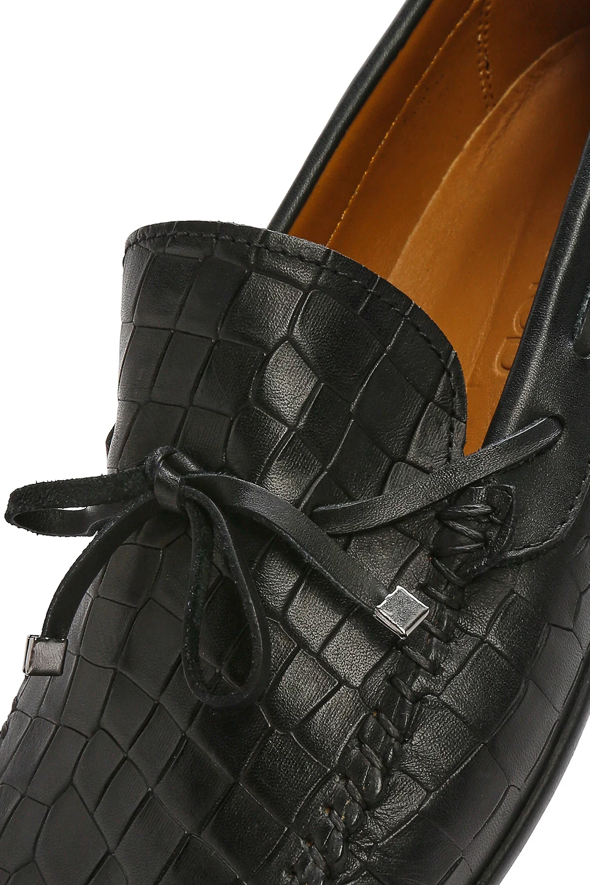 Erkek Siyah Kroko Desenli Deri Casual Loafer - Image 10