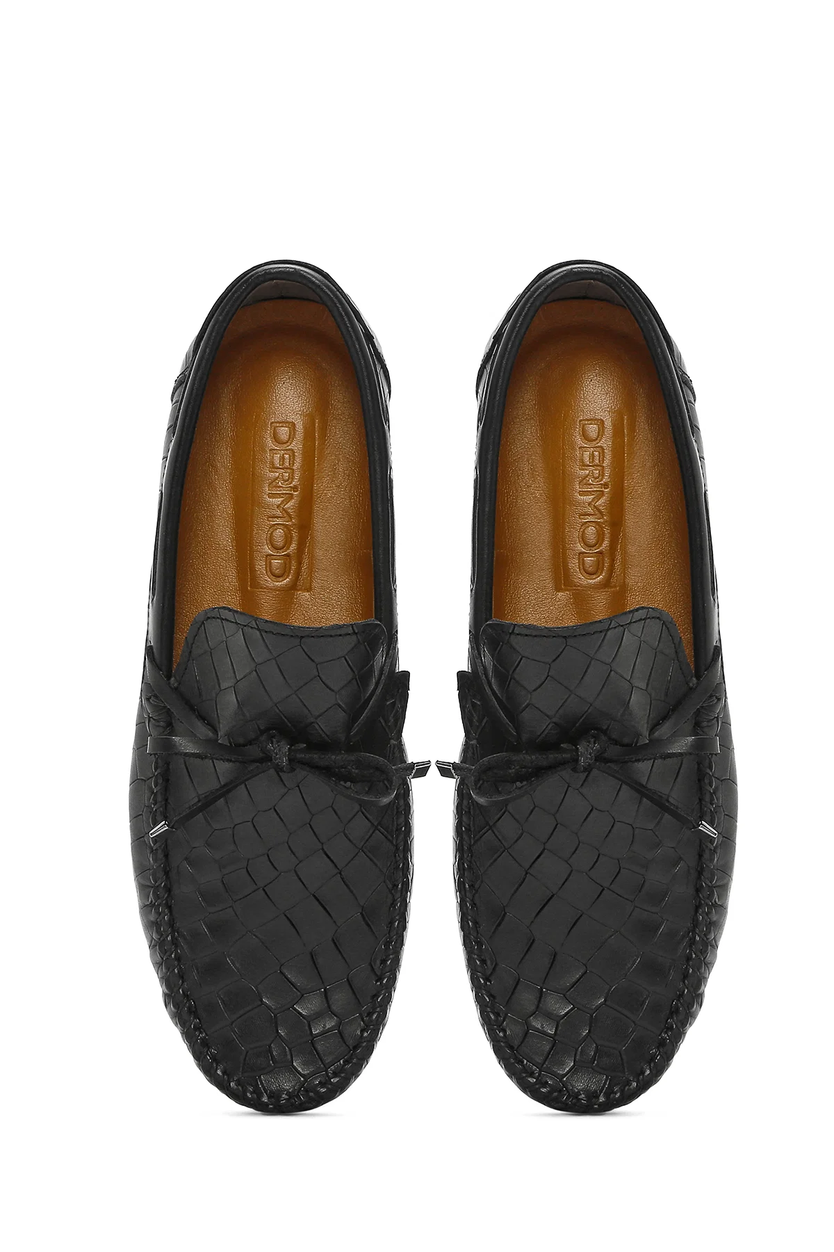 Erkek Siyah Kroko Desenli Deri Casual Loafer - Image 7