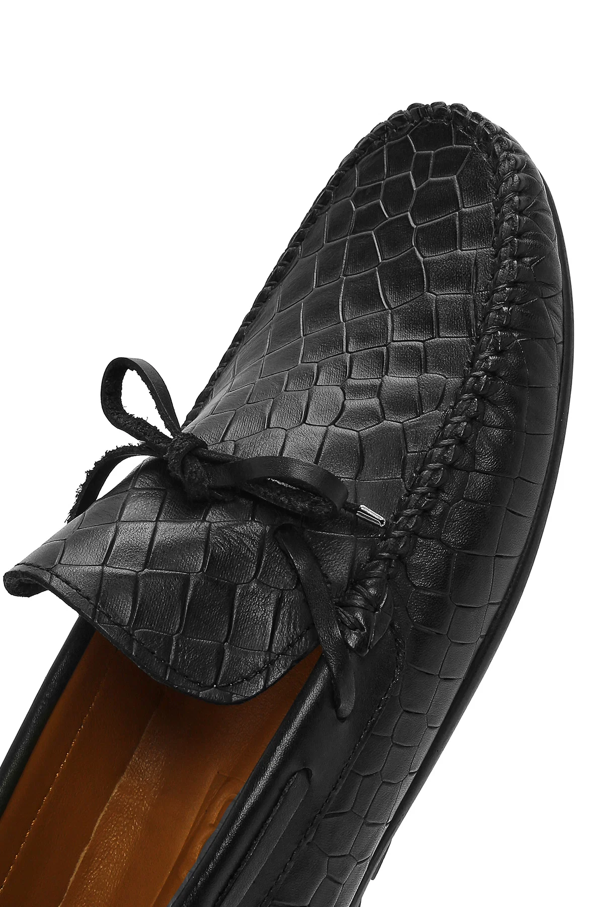 Erkek Siyah Kroko Desenli Deri Casual Loafer - Image 8