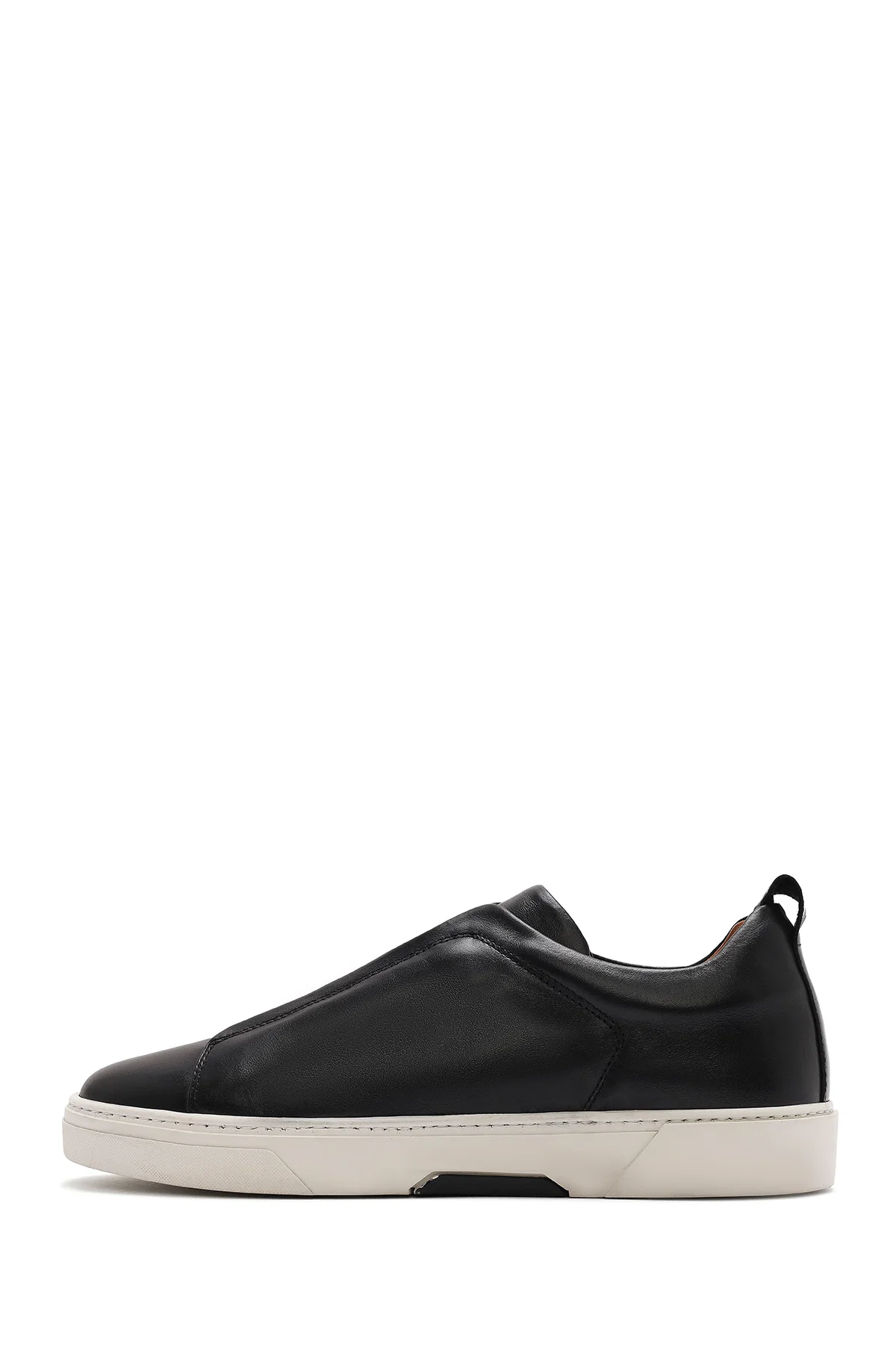 Erkek Siyah Lastikli Deri Sneaker - Image 2