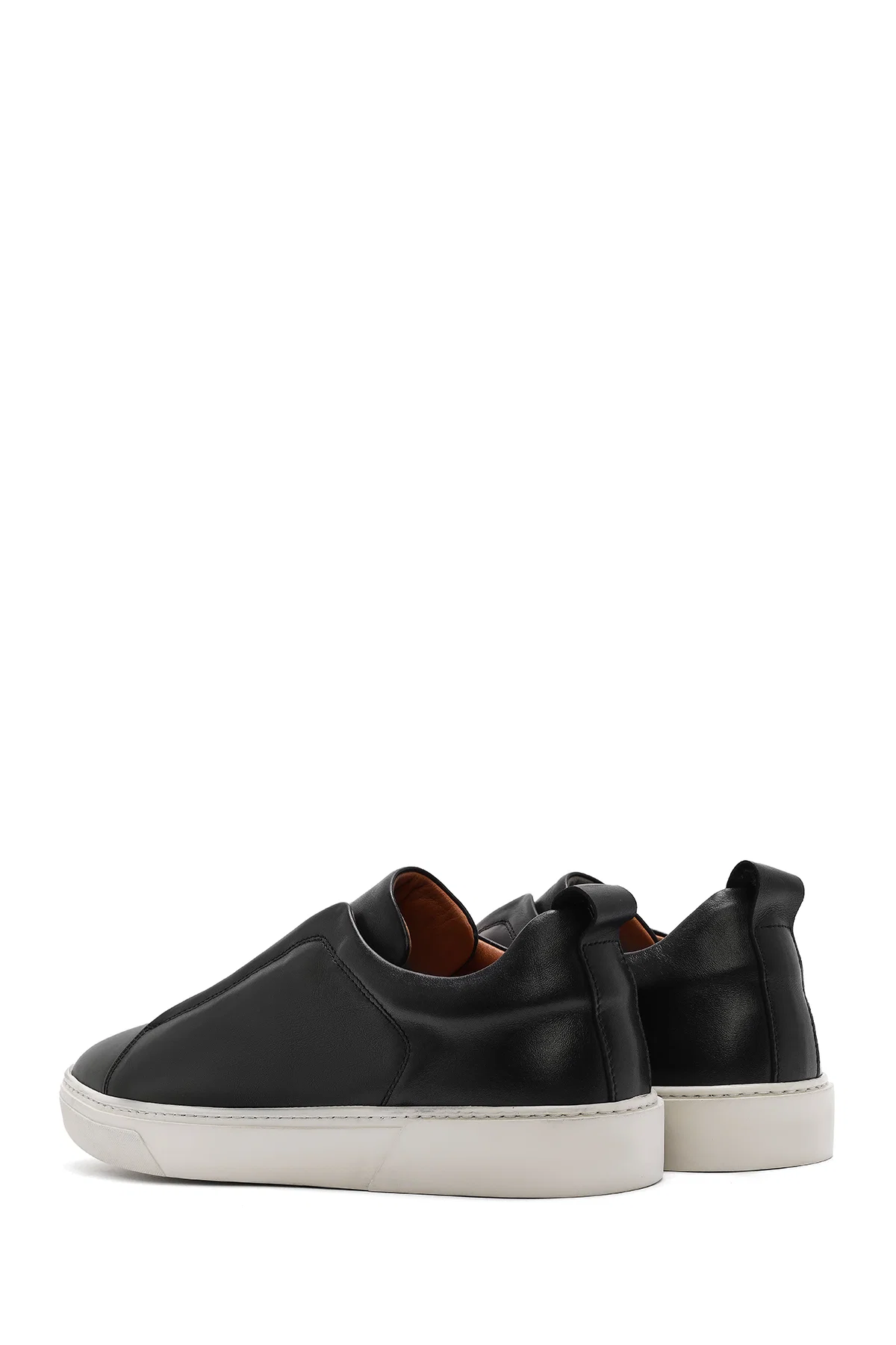Erkek Siyah Lastikli Deri Sneaker - Image 5