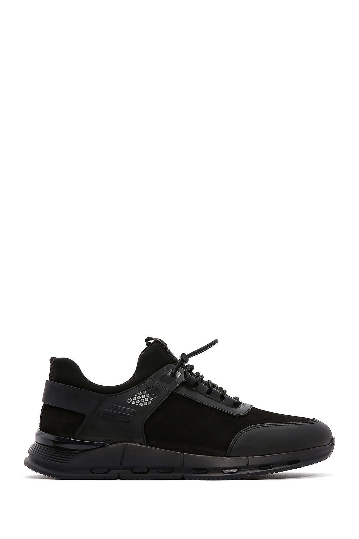 Erkek Siyah Nubuk Deri Detaylı Sneaker - Image 2
