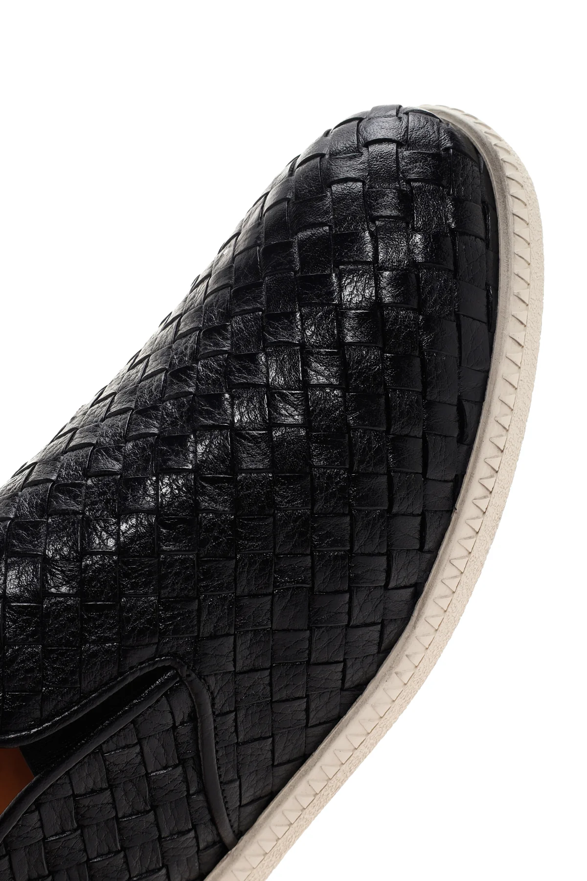 Erkek Siyah Örgü Deri Casual Loafer - Image 10