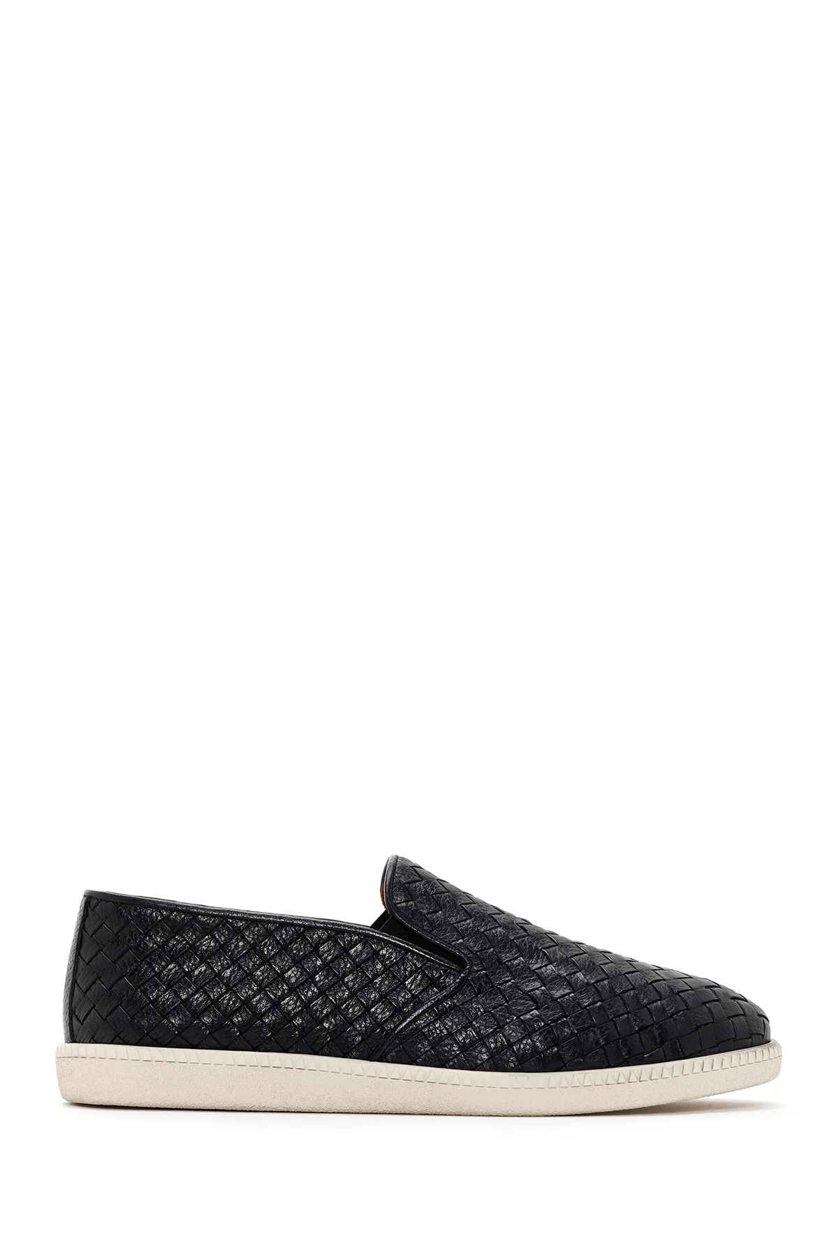 Erkek Siyah Örgü Deri Casual Loafer - Image 2