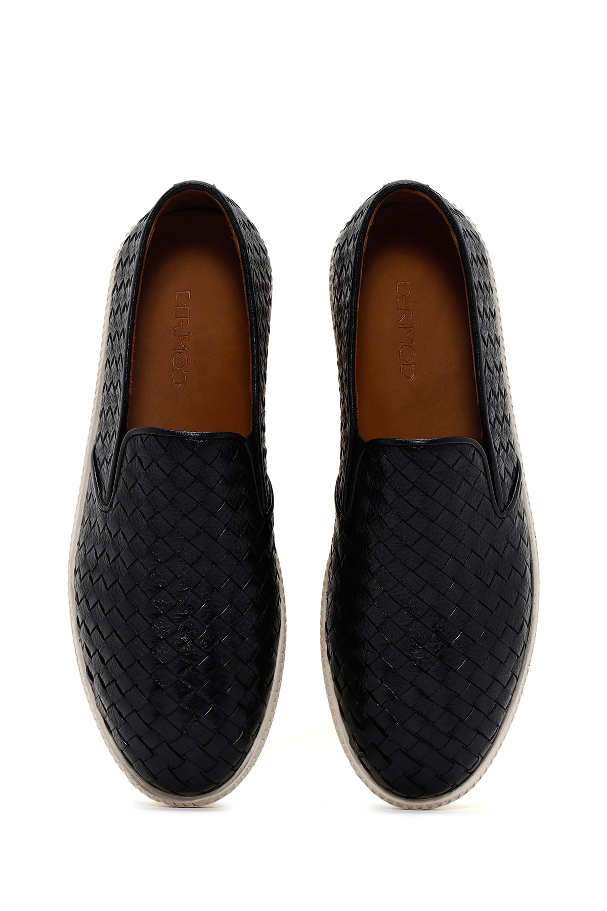 Erkek Siyah Örgü Deri Casual Loafer - Image 7
