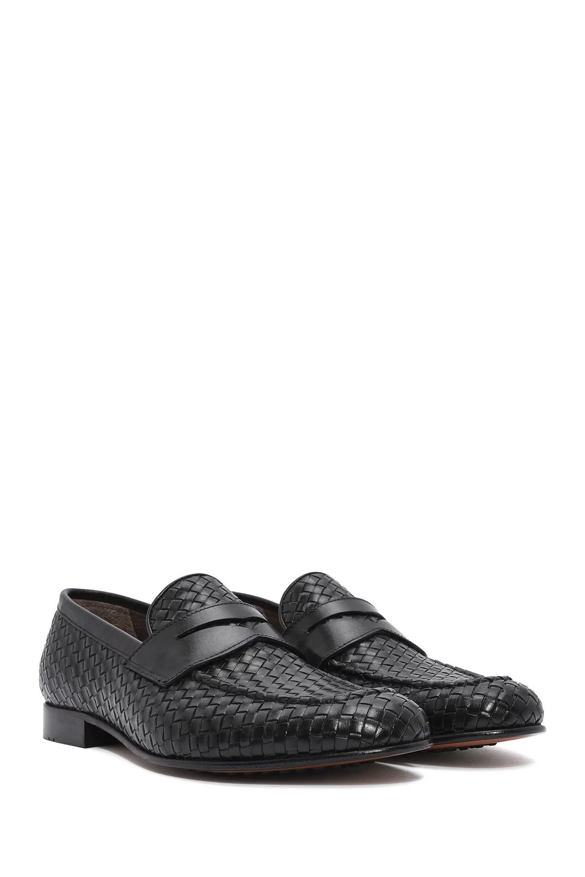 Erkek Siyah Örgü Deri Klasik Loafer - Image 3