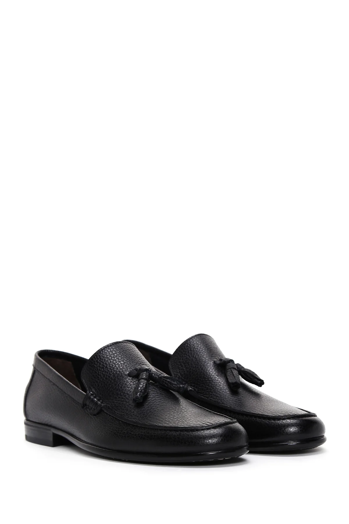 Erkek Siyah Püsküllü Deri Casual Loafer - Image 3