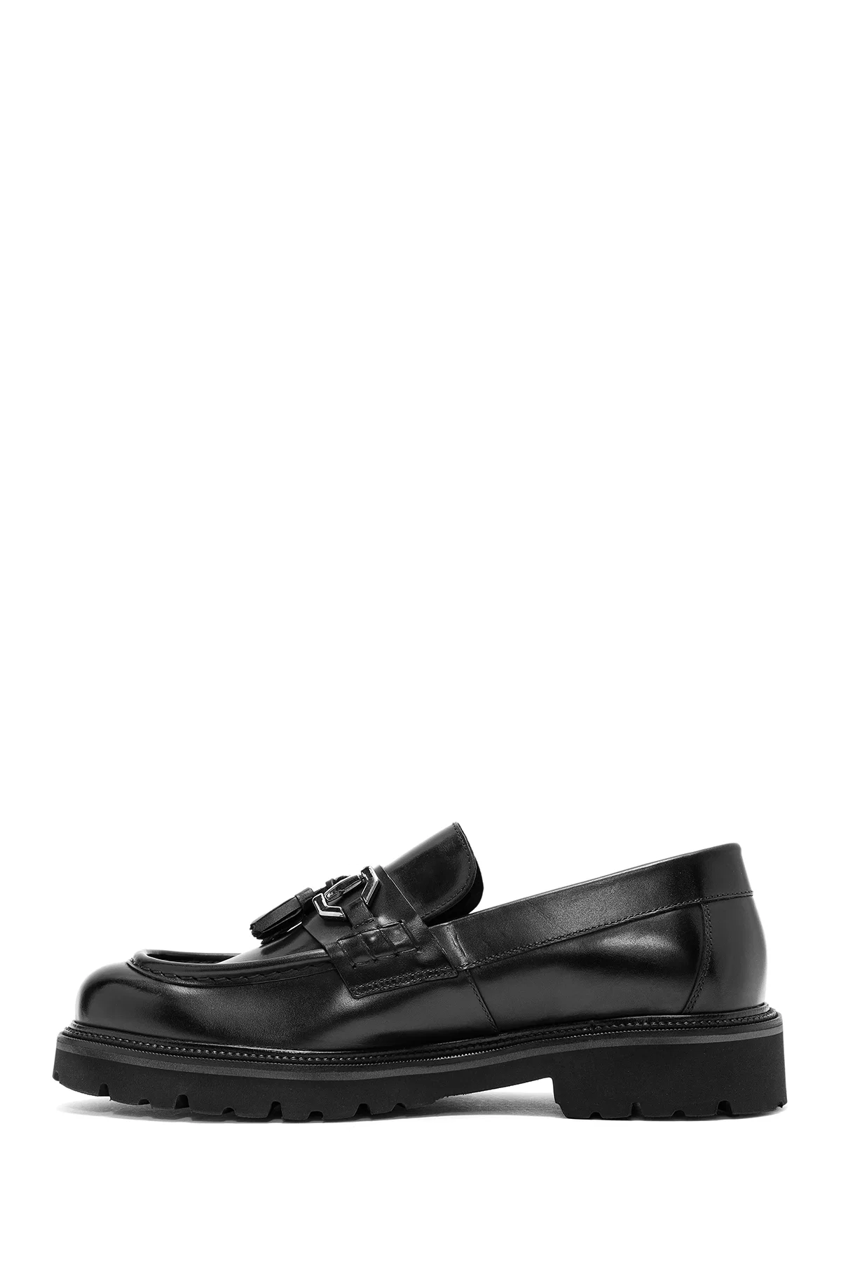Erkek Siyah Püsküllü Deri Casual Loafer - Image 2