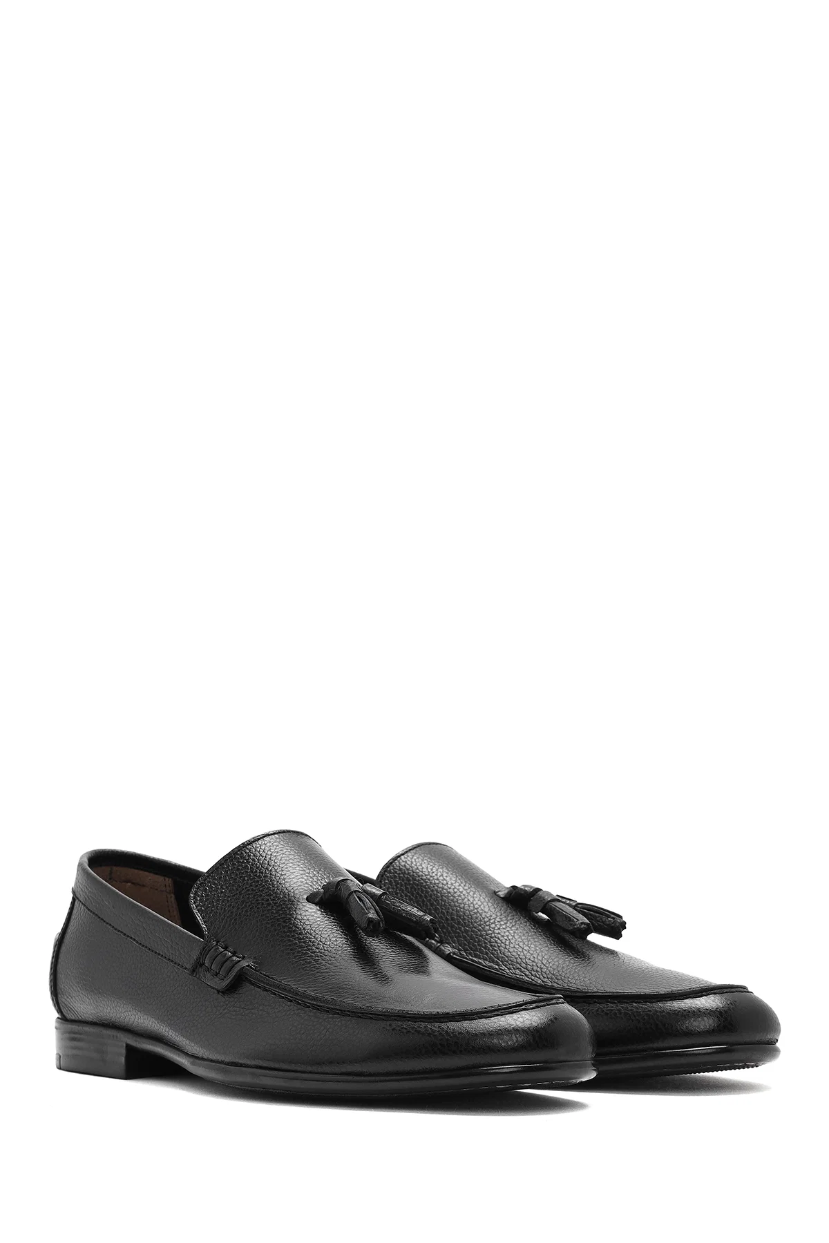 Erkek Siyah Püsküllü Deri Casual Loafer - Image 3