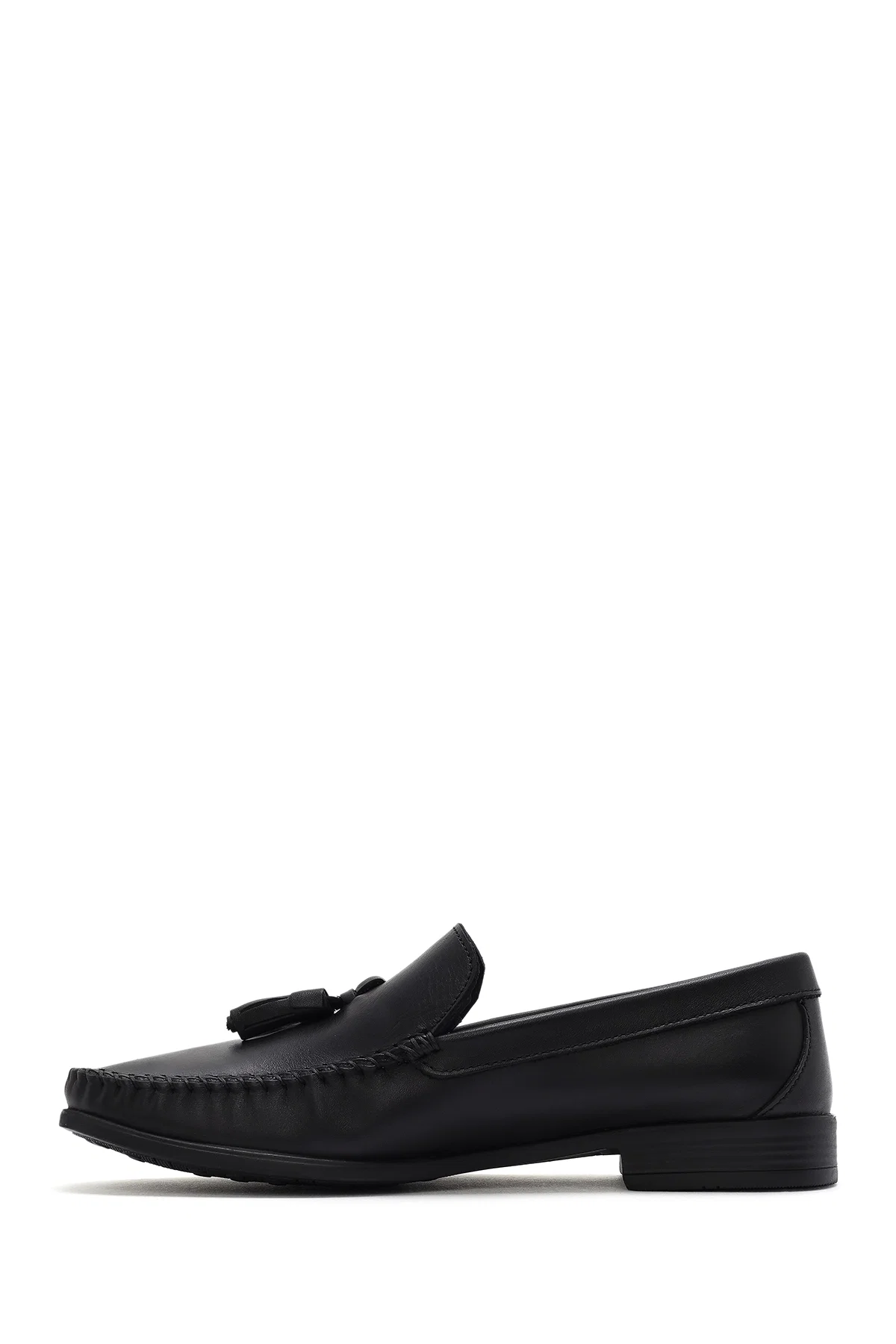 Erkek Siyah Püsküllü Deri Casual Loafer - Image 2