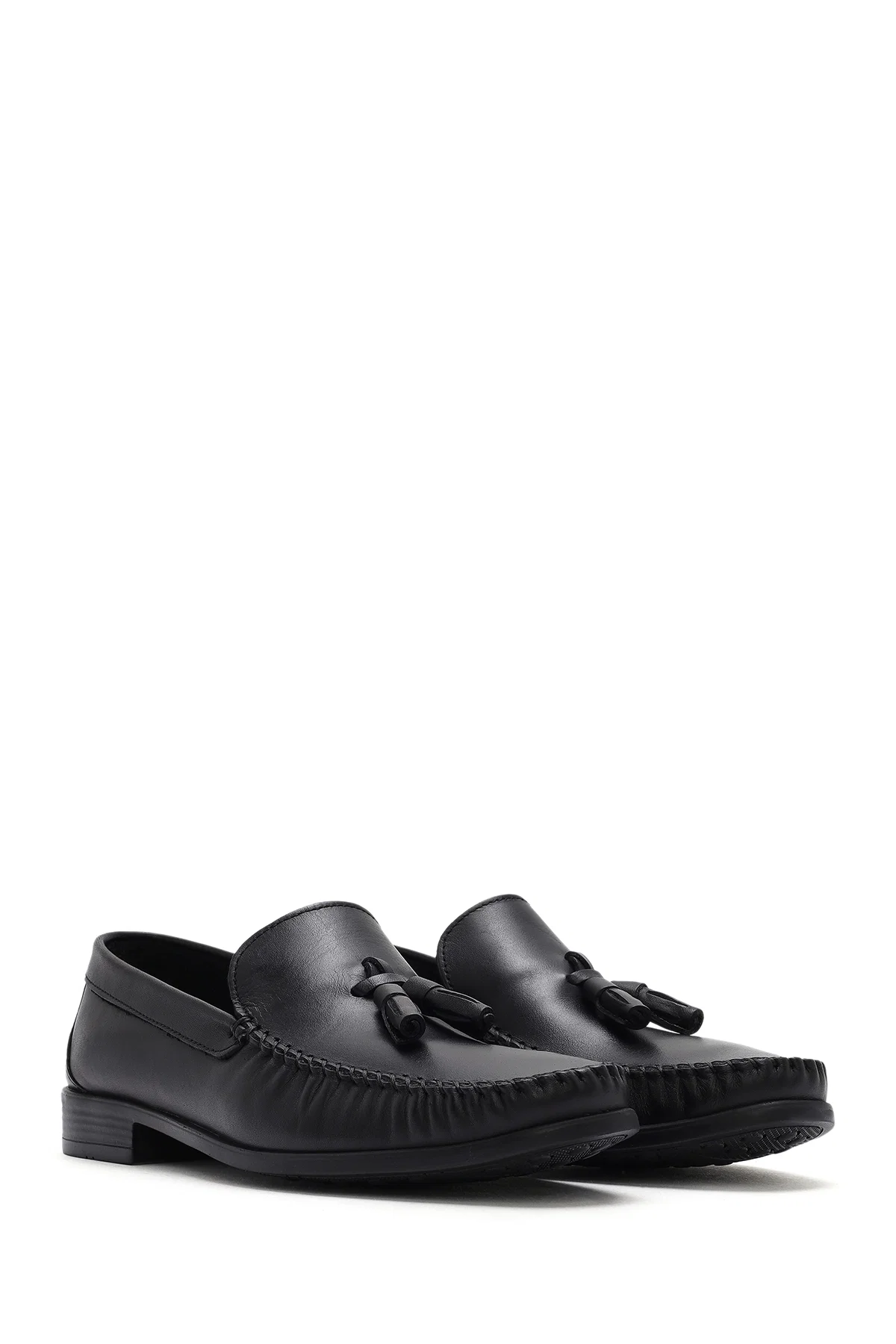 Erkek Siyah Püsküllü Deri Casual Loafer - Image 3