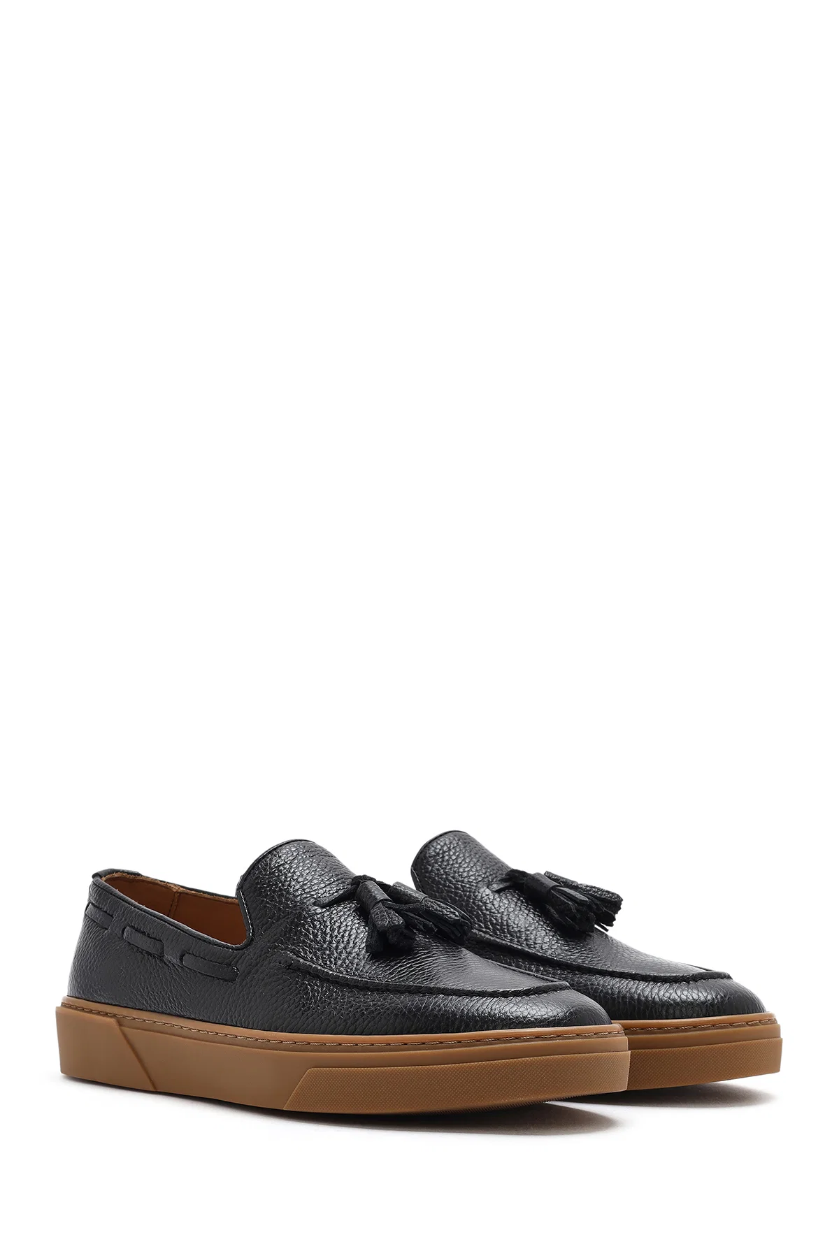 Erkek Siyah Püsküllü Deri Loafer - Image 3