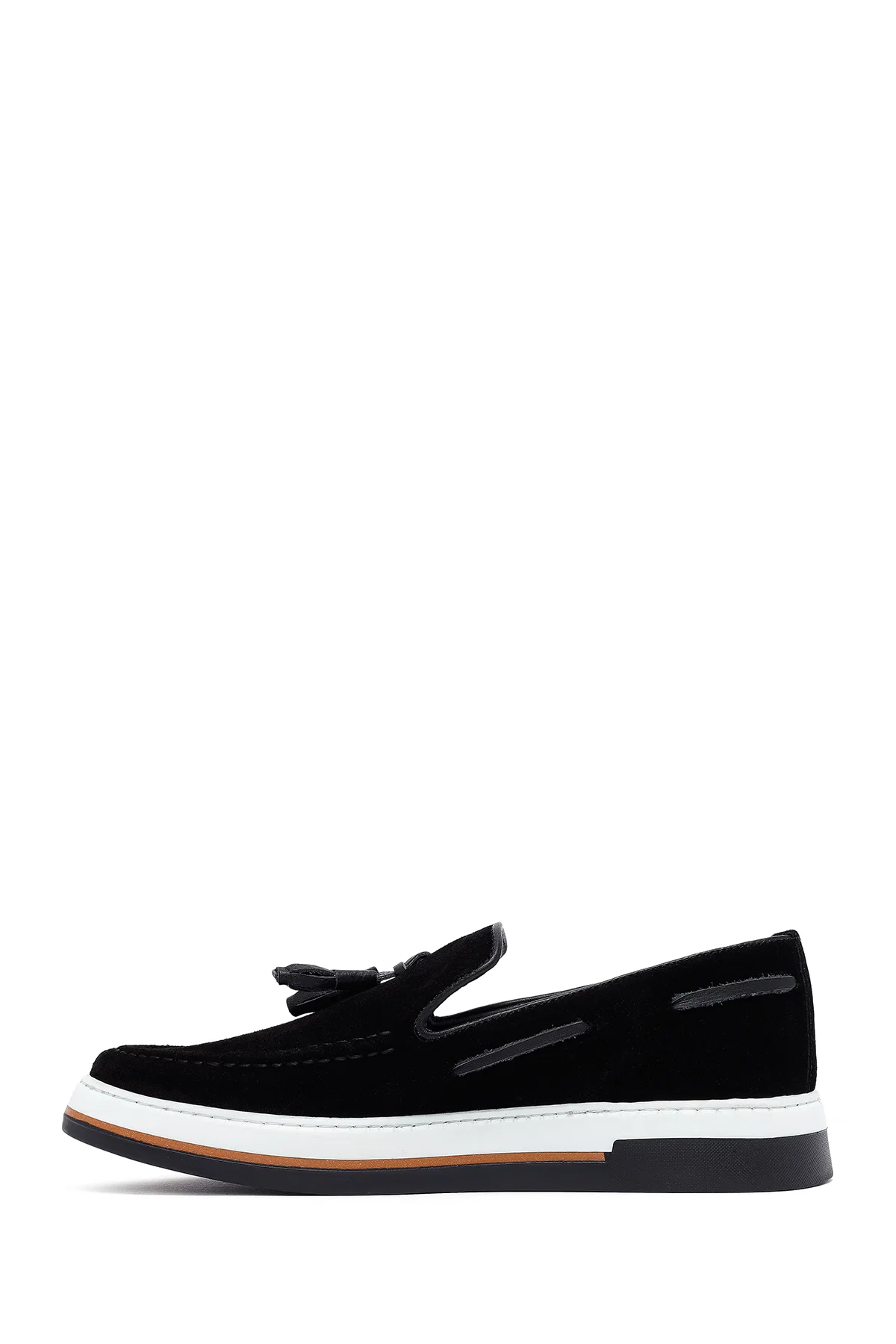 Erkek Siyah Püsküllü Süet Deri Casual Loafer - Image 2