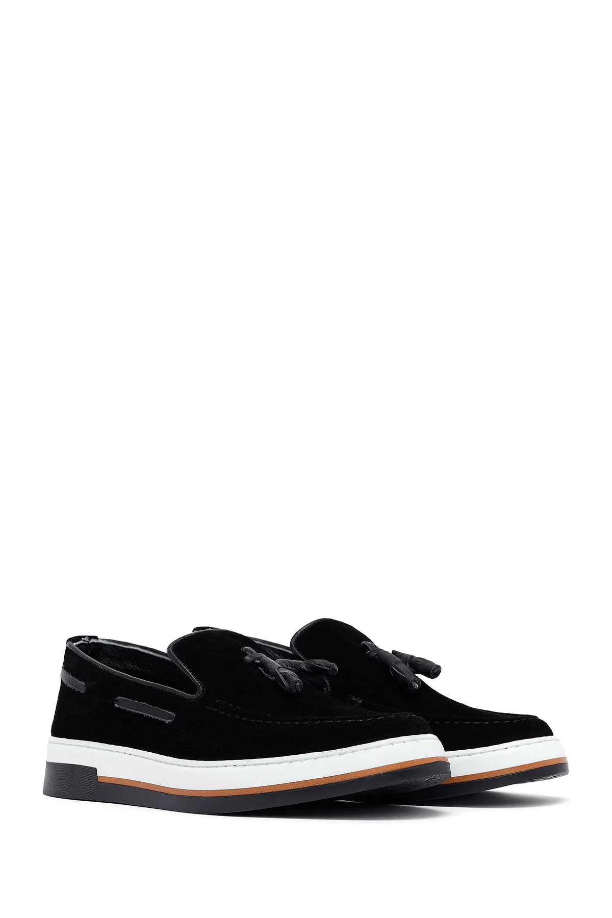 Erkek Siyah Püsküllü Süet Deri Casual Loafer - Image 3