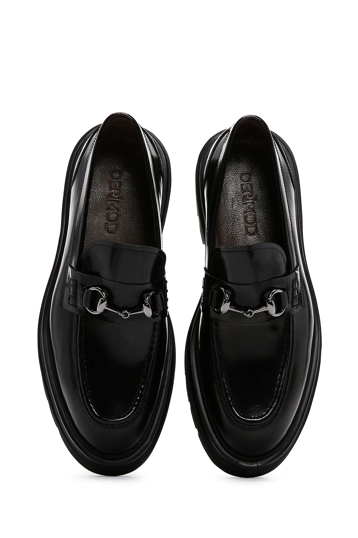 Erkek Siyah Rugan Deri Tokalı Kalın Tabanlı Casual Loafer - Image 6