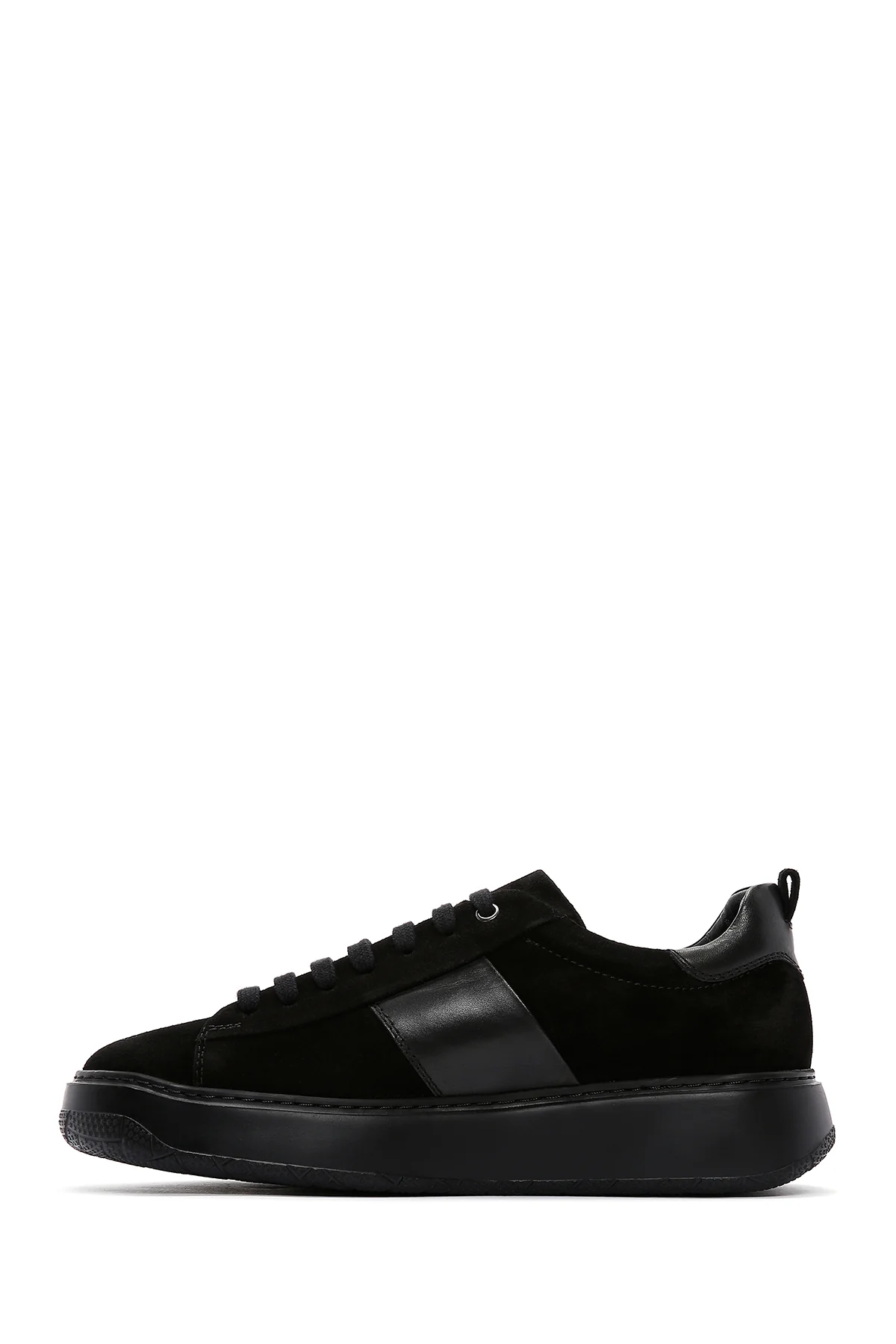 Erkek Siyah Süet Deri Kalın Tabanlı Sneaker - Image 2
