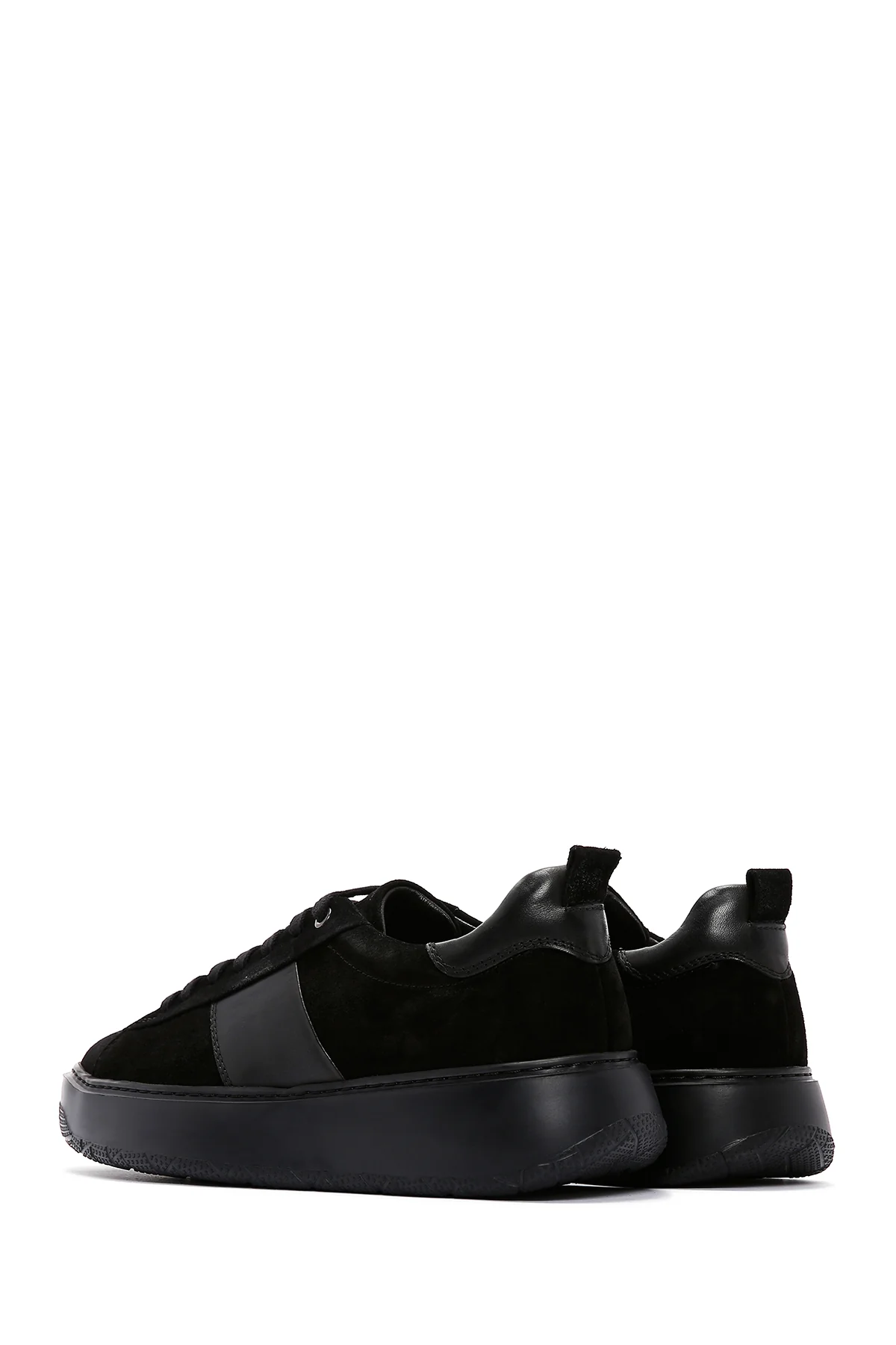 Erkek Siyah Süet Deri Kalın Tabanlı Sneaker - Image 5
