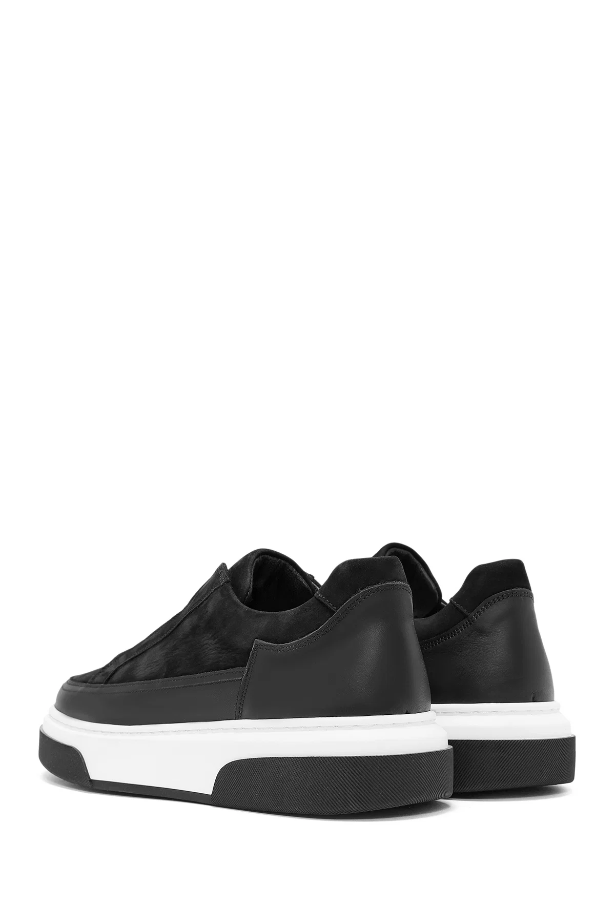 Erkek Siyah Süet Kalın Tabanlı Deri Sneaker - Image 5