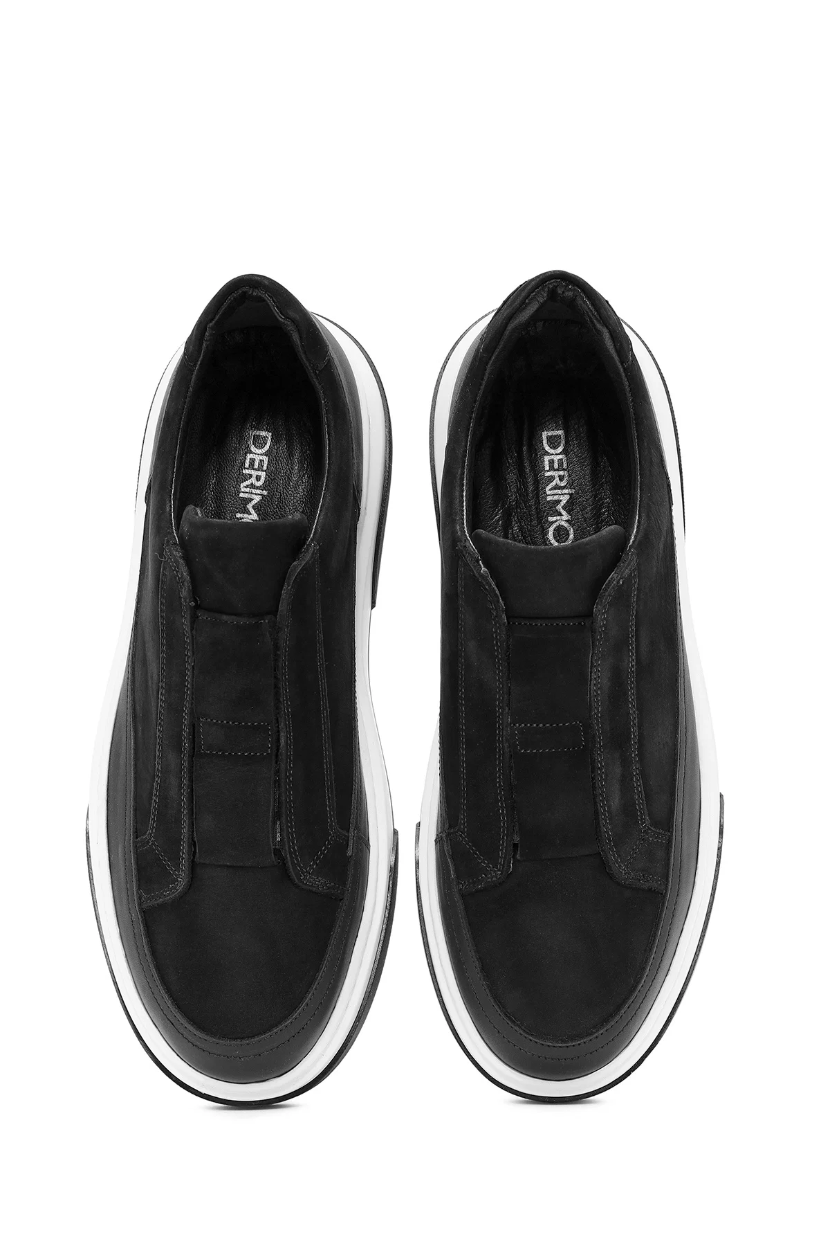 Erkek Siyah Süet Kalın Tabanlı Deri Sneaker - Image 7
