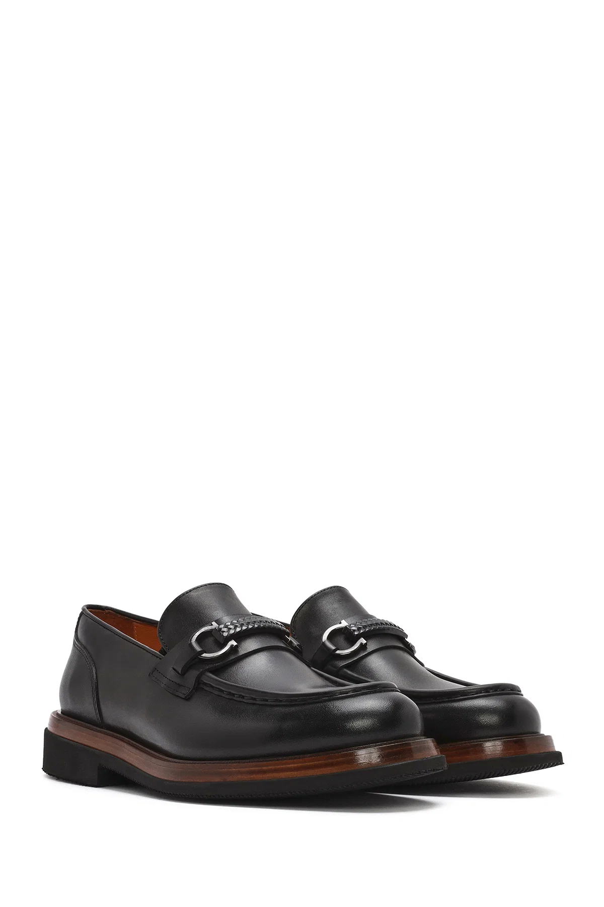 Erkek Siyah Tokalı Deri Casual Loafer - Image 3