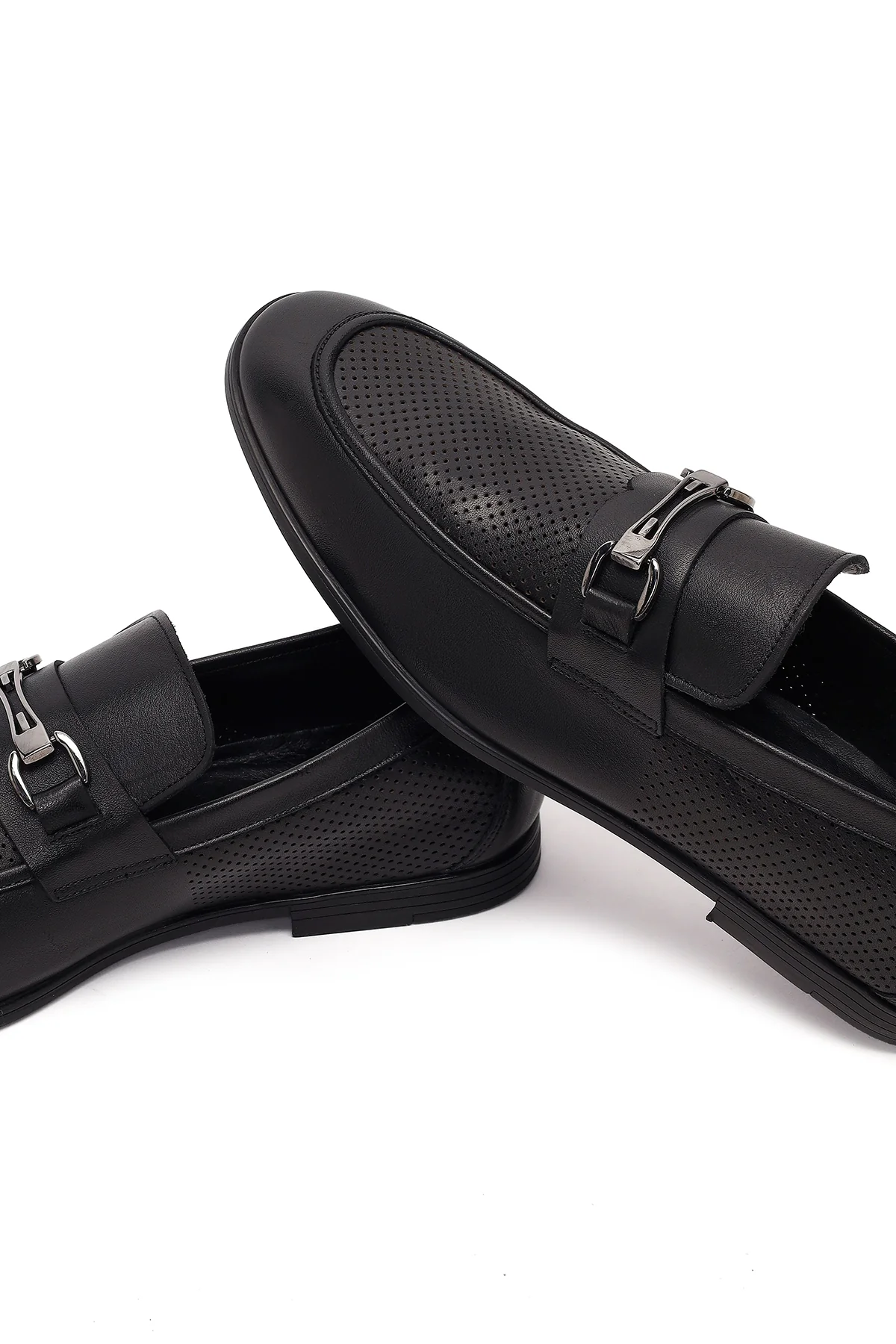 Erkek Siyah Tokalı Deri Casual Loafer - Image 10