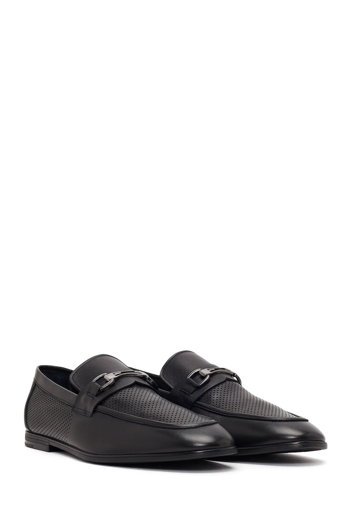 Erkek Siyah Tokalı Deri Casual Loafer - Image 2