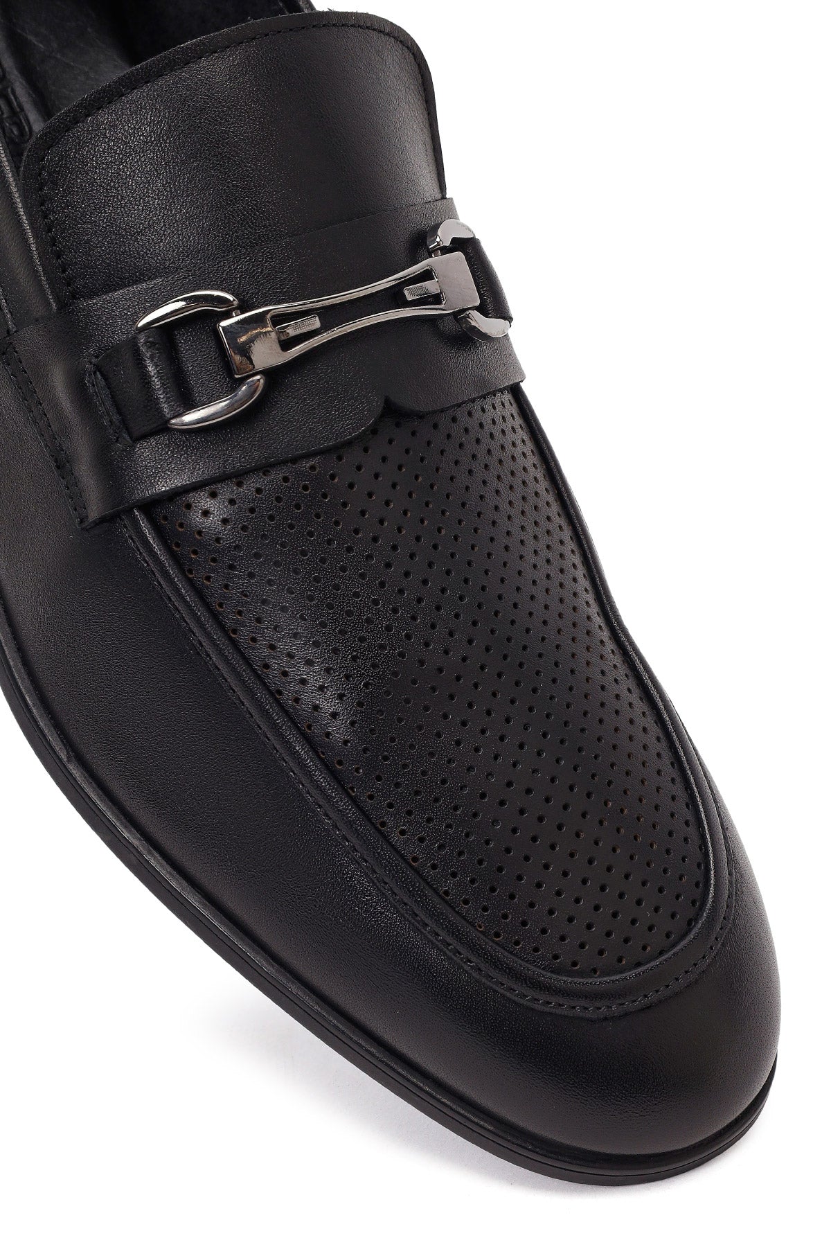 Erkek Siyah Tokalı Deri Casual Loafer - Image 9
