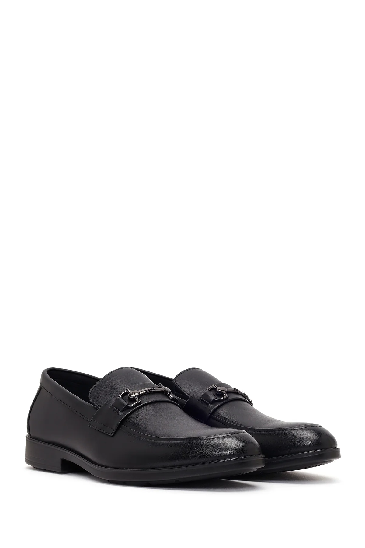 Erkek Siyah Tokalı Deri Klasik Loafer - Image 2