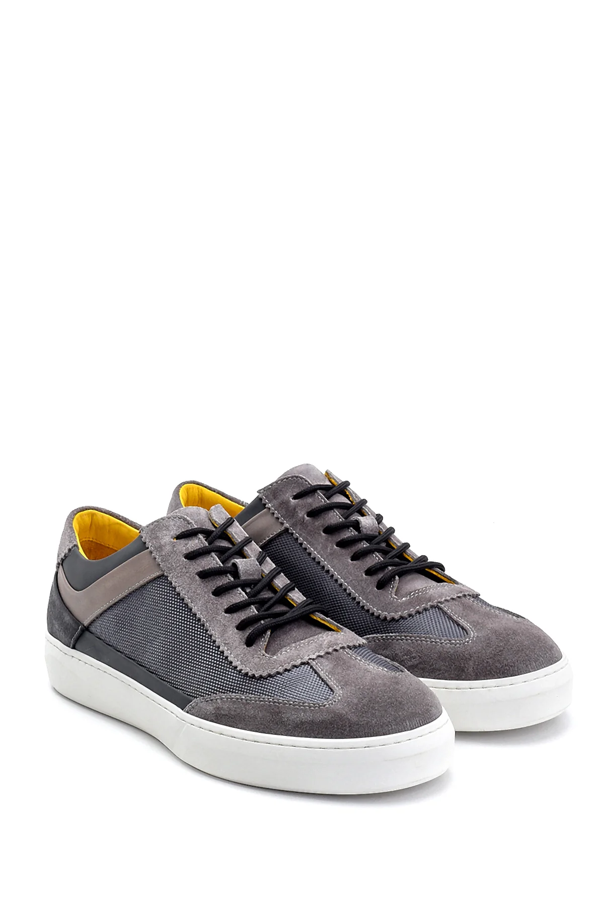 Erkek Süet Detaylı Deri Sneaker - Image 3