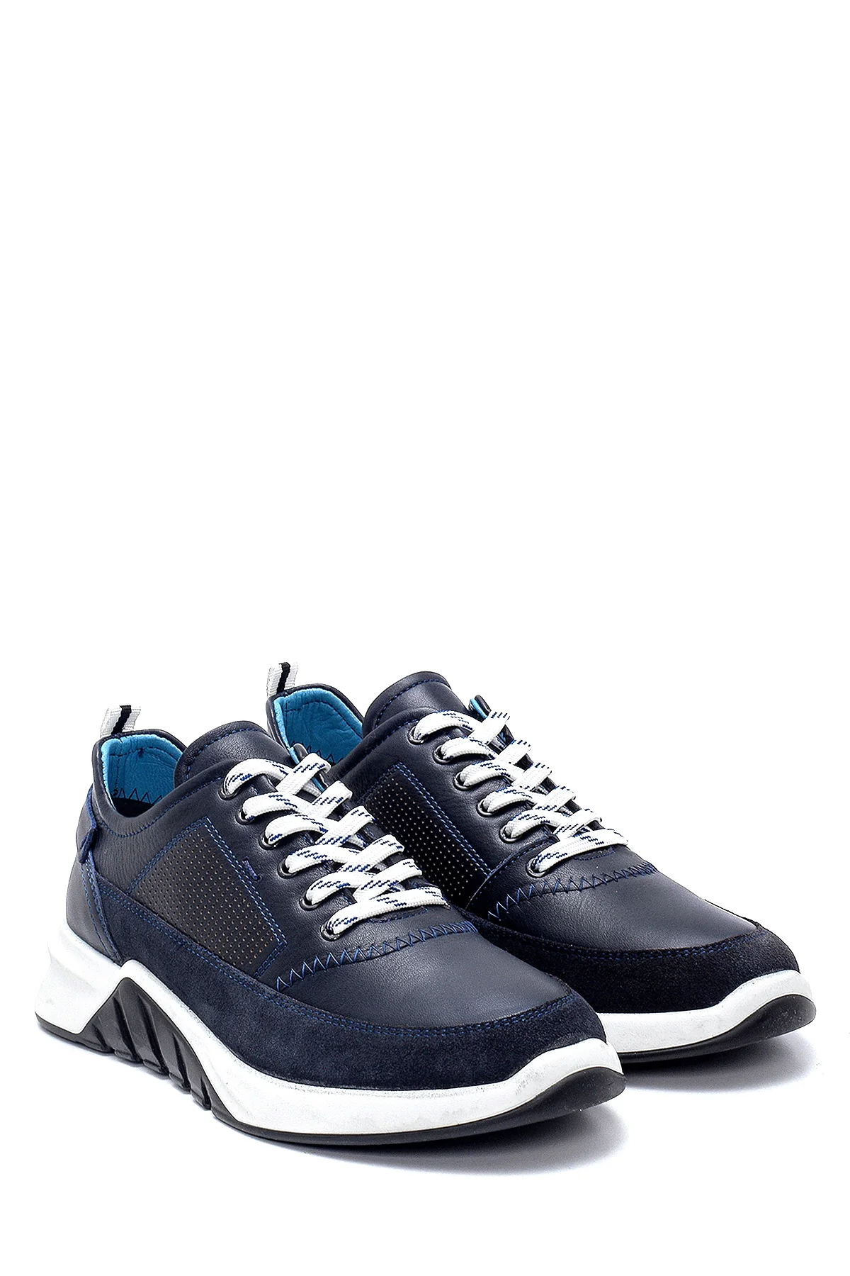 Erkek Süet Detaylı Deri Sneaker - Image 3