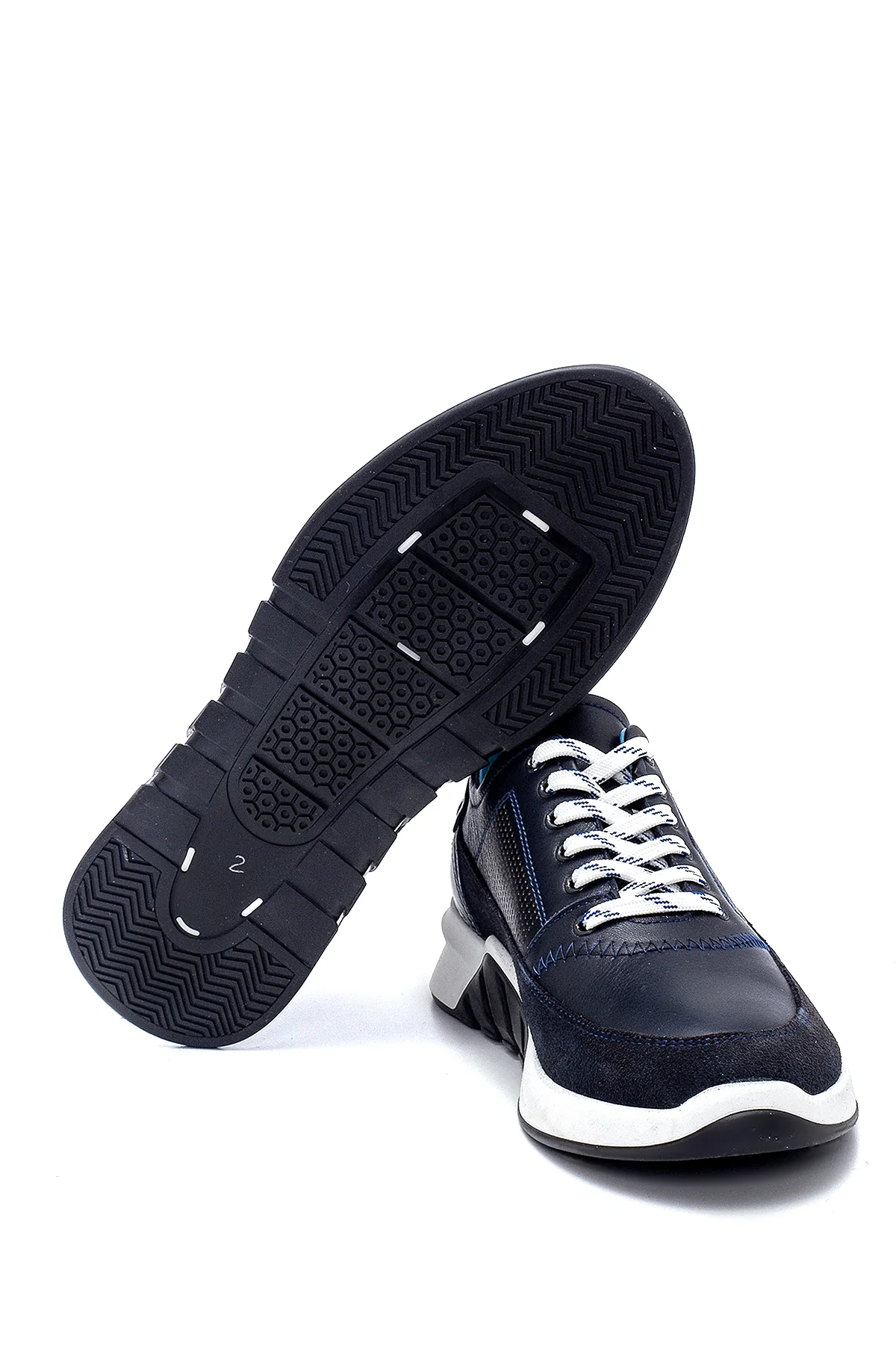 Erkek Süet Detaylı Deri Sneaker - Image 4