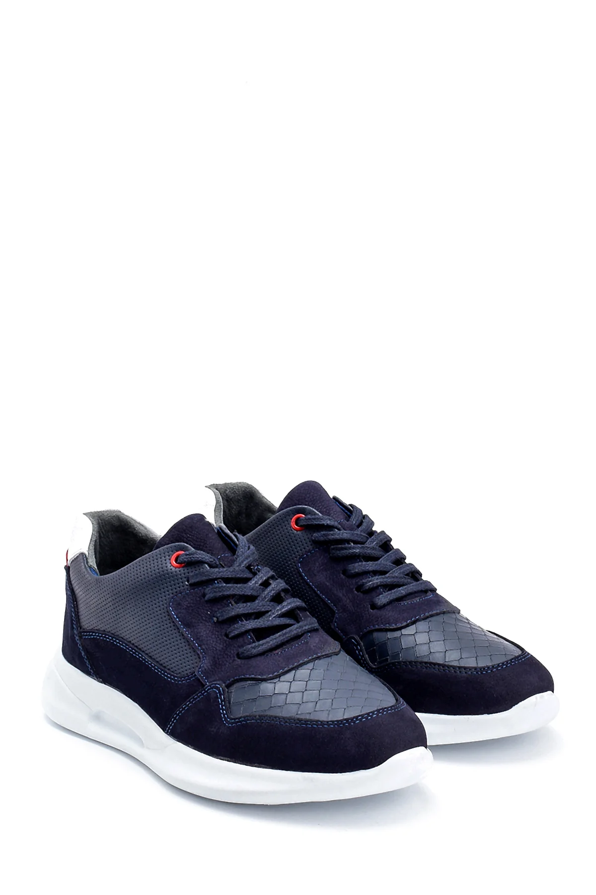 Erkek Süet Detaylı Deri Sneaker - Image 3