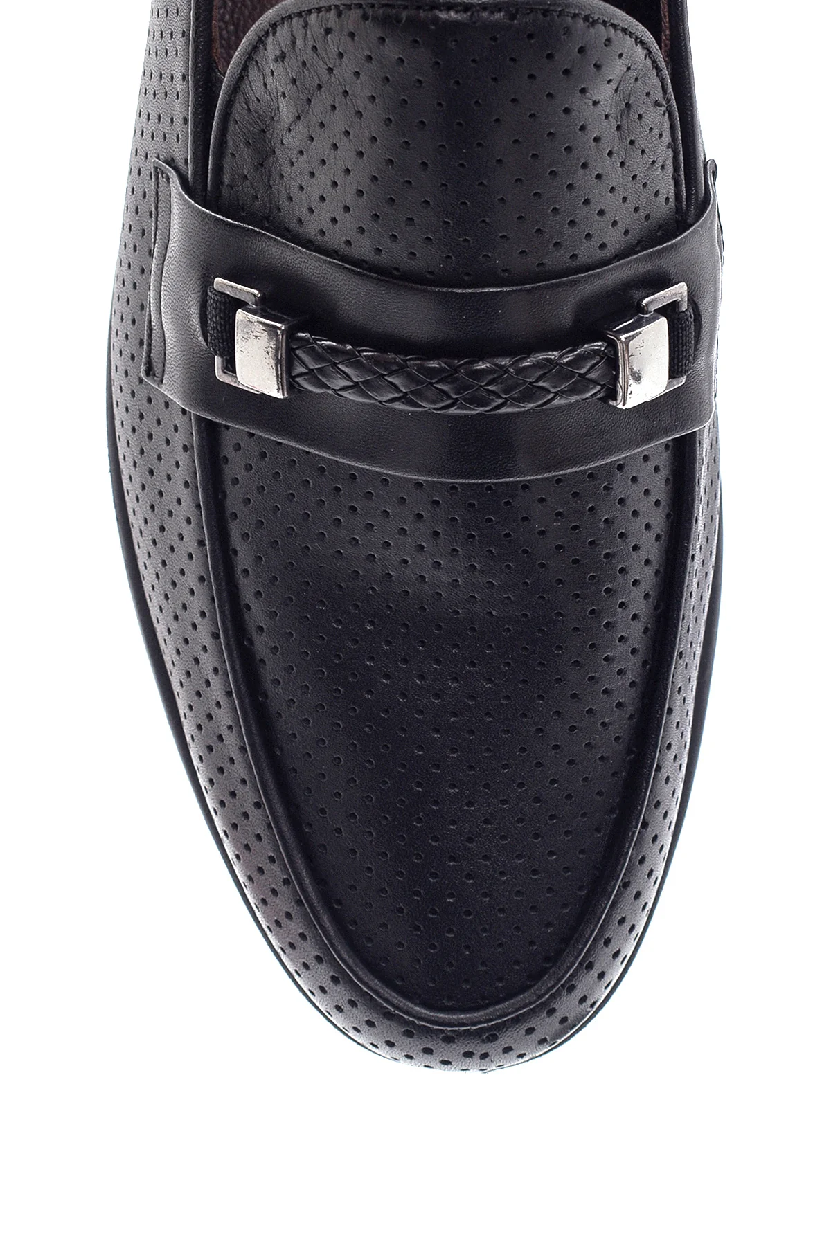 Erkek Syah Deri Delikli Casual Loafer - Image 4