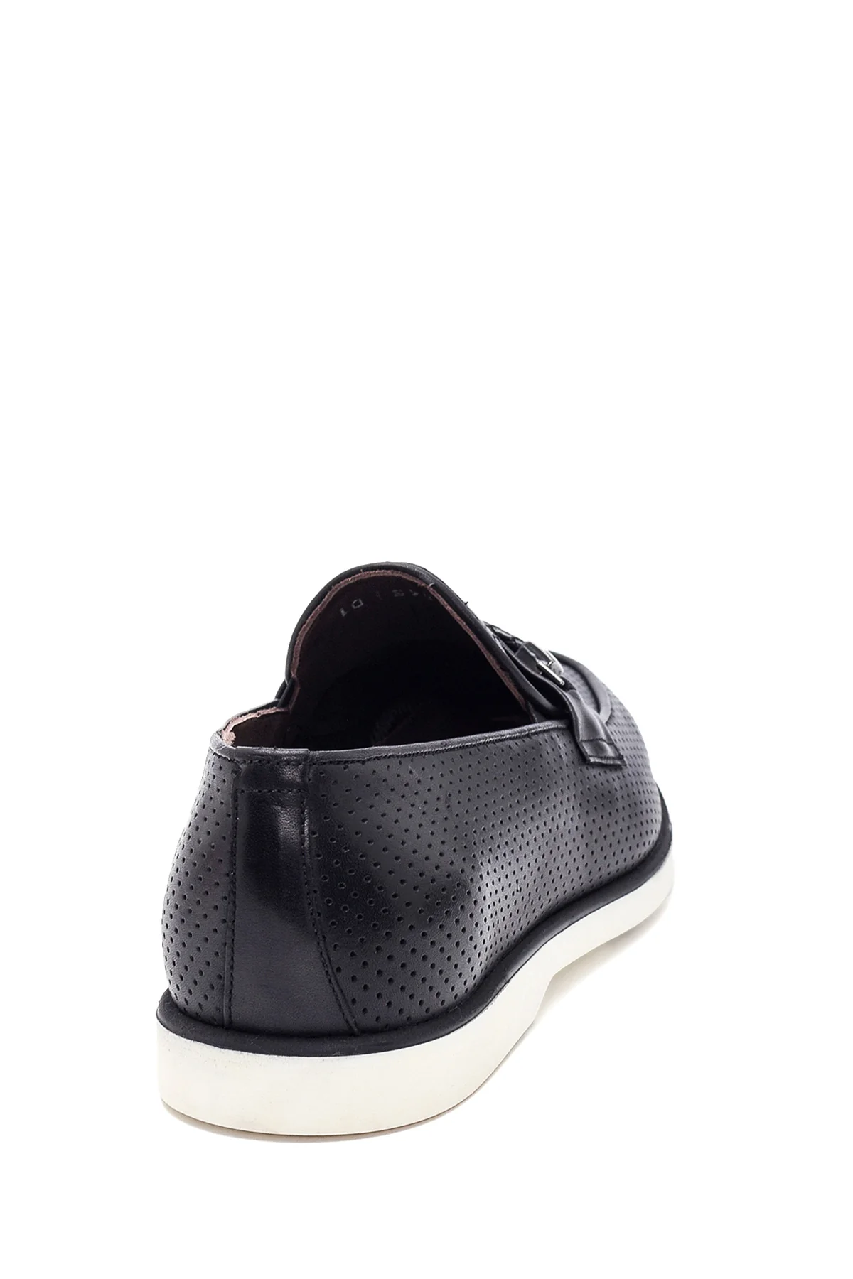 Erkek Syah Deri Delikli Casual Loafer - Image 5
