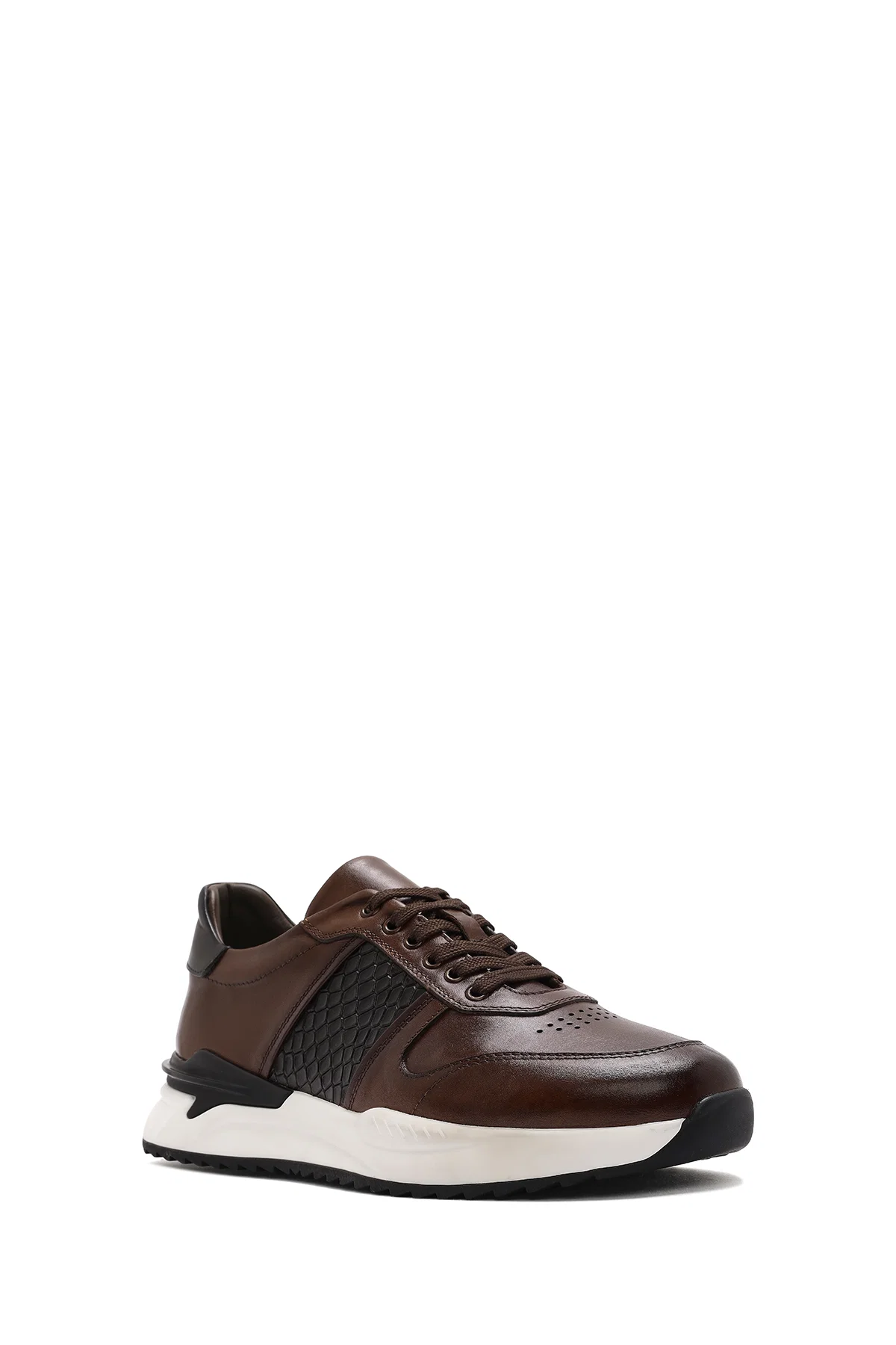 Erkek Taba Bağcıklı Deri Casual Sneaker - Image 6