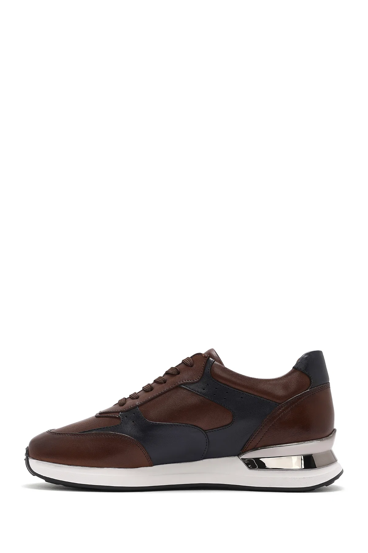 Erkek Taba Bağcıklı Deri Sneaker - Image 2