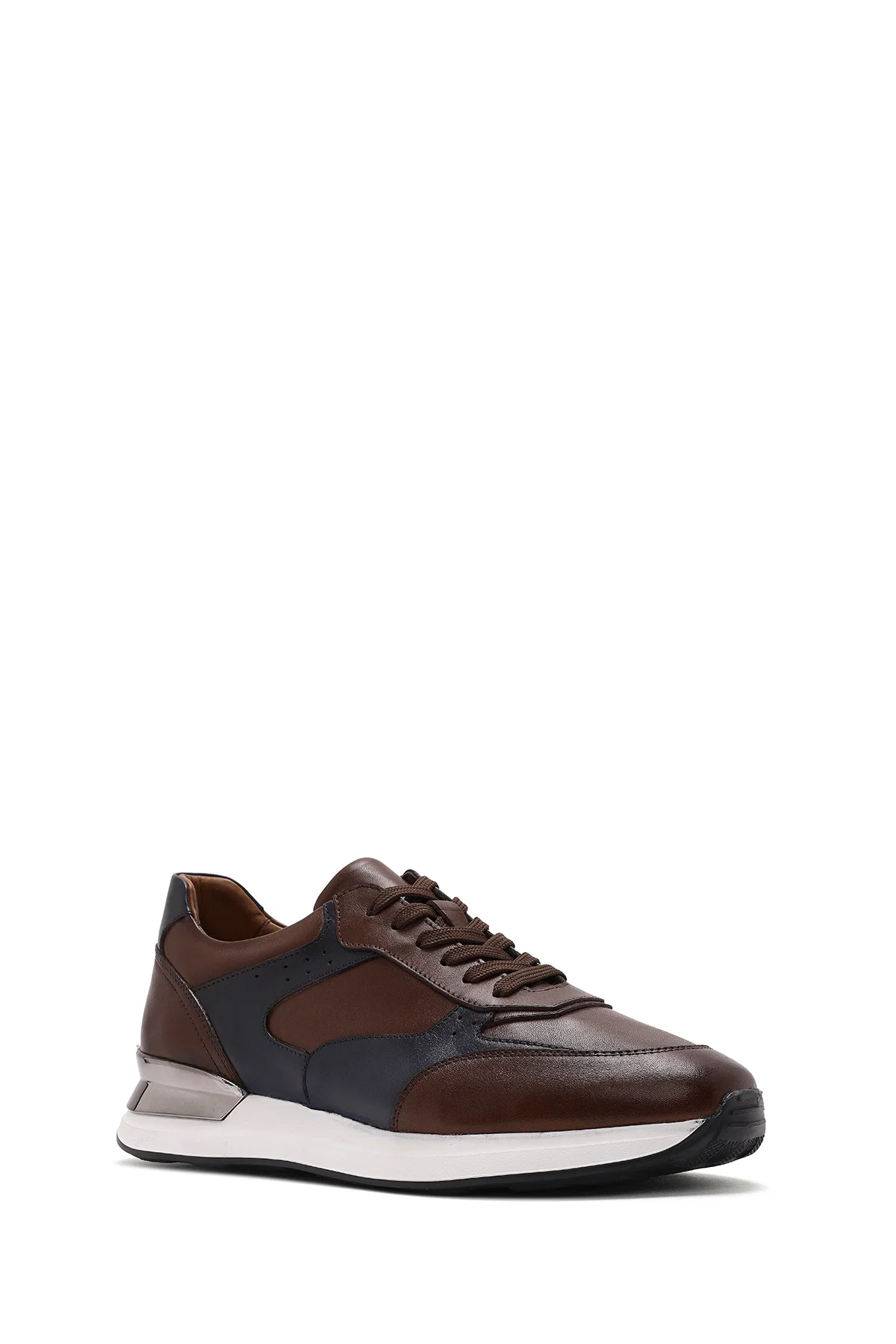 Erkek Taba Bağcıklı Deri Sneaker - Image 6