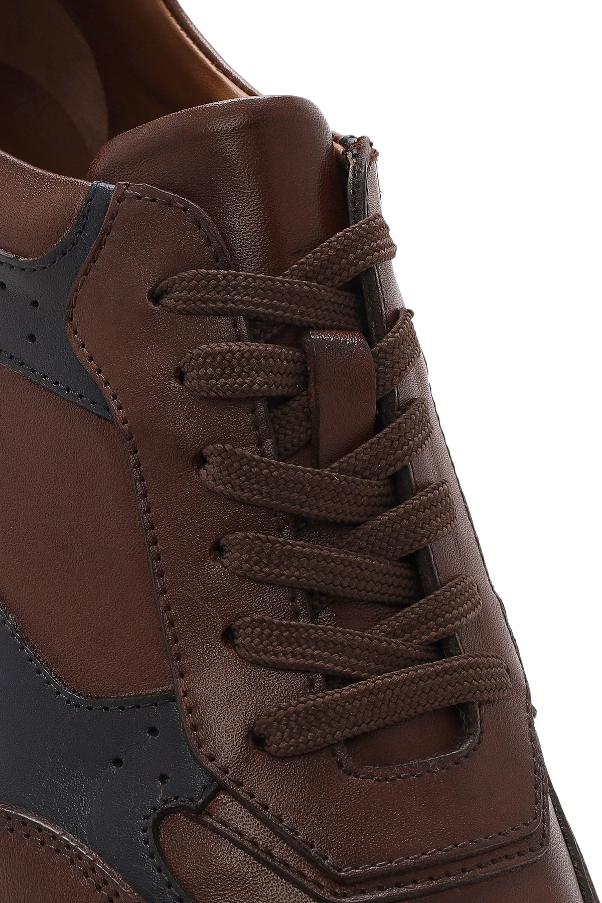 Erkek Taba Bağcıklı Deri Sneaker - Image 8