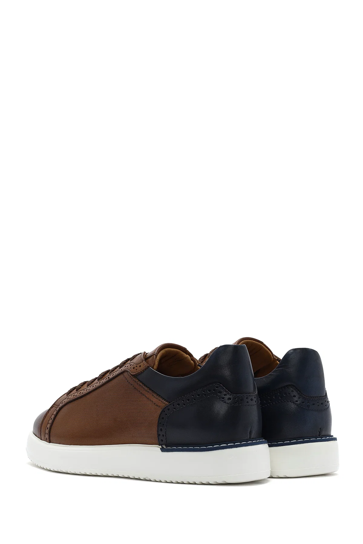 Erkek Taba Bağcıklı Deri Sneaker - Image 5