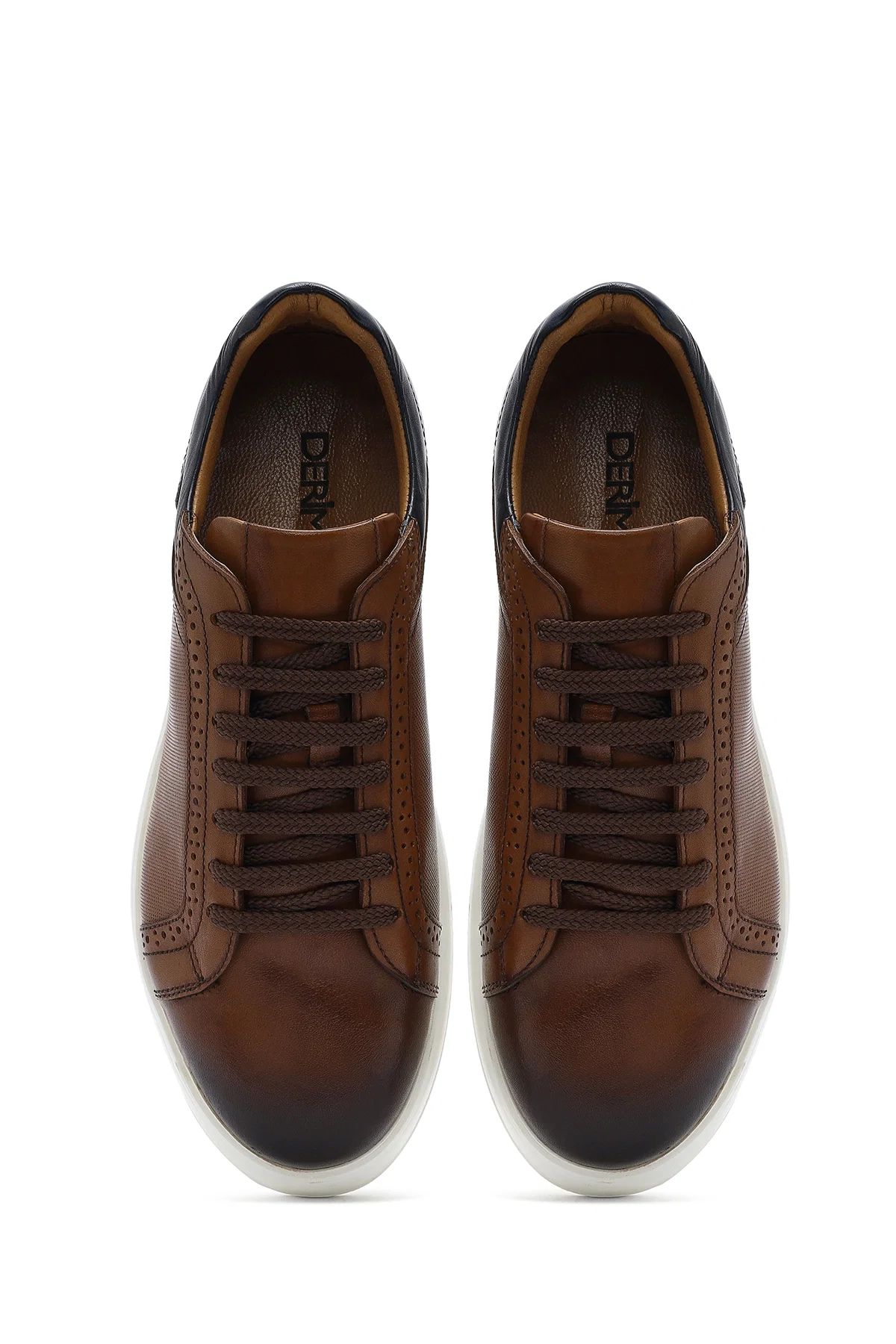 Erkek Taba Bağcıklı Deri Sneaker - Image 7