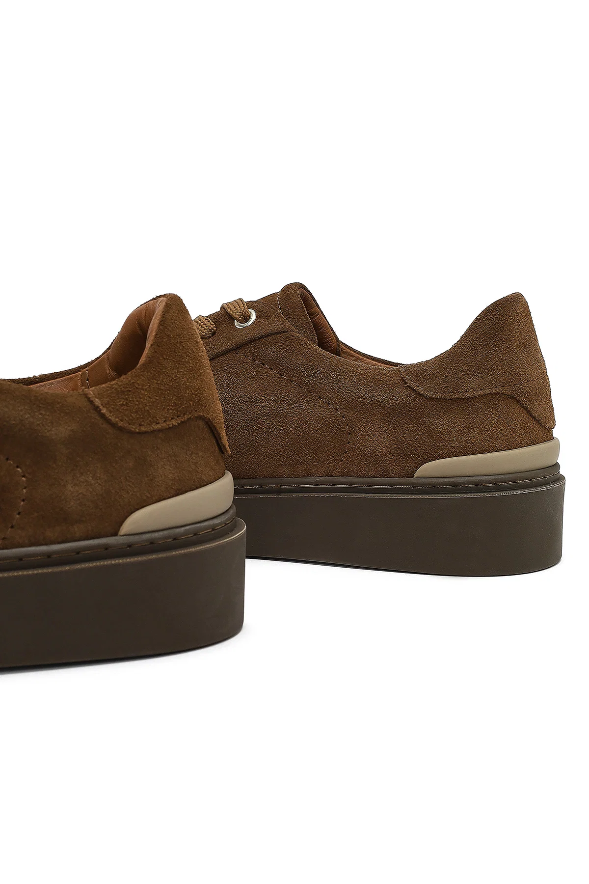 Erkek Taba Bağcıklı Deri Sneaker - Image 10