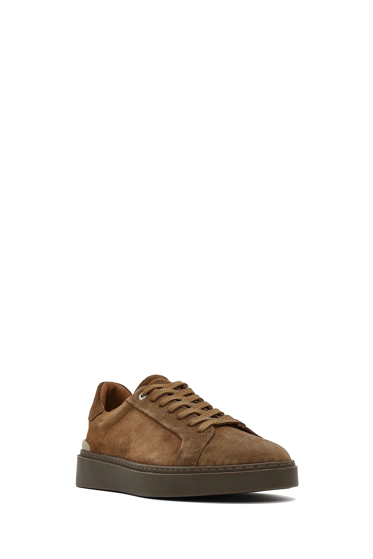 Erkek Taba Bağcıklı Deri Sneaker - Image 6