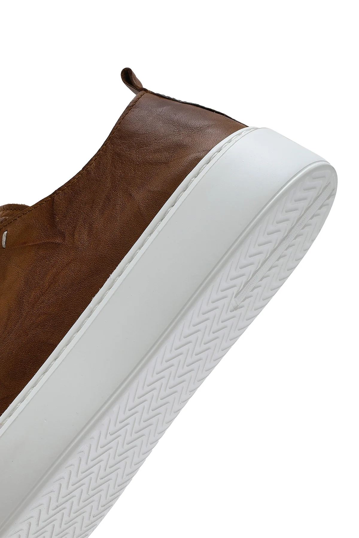 Erkek Taba Bağcıklı Kalın Tabanlı Baskılı Deri Sneaker - Image 8