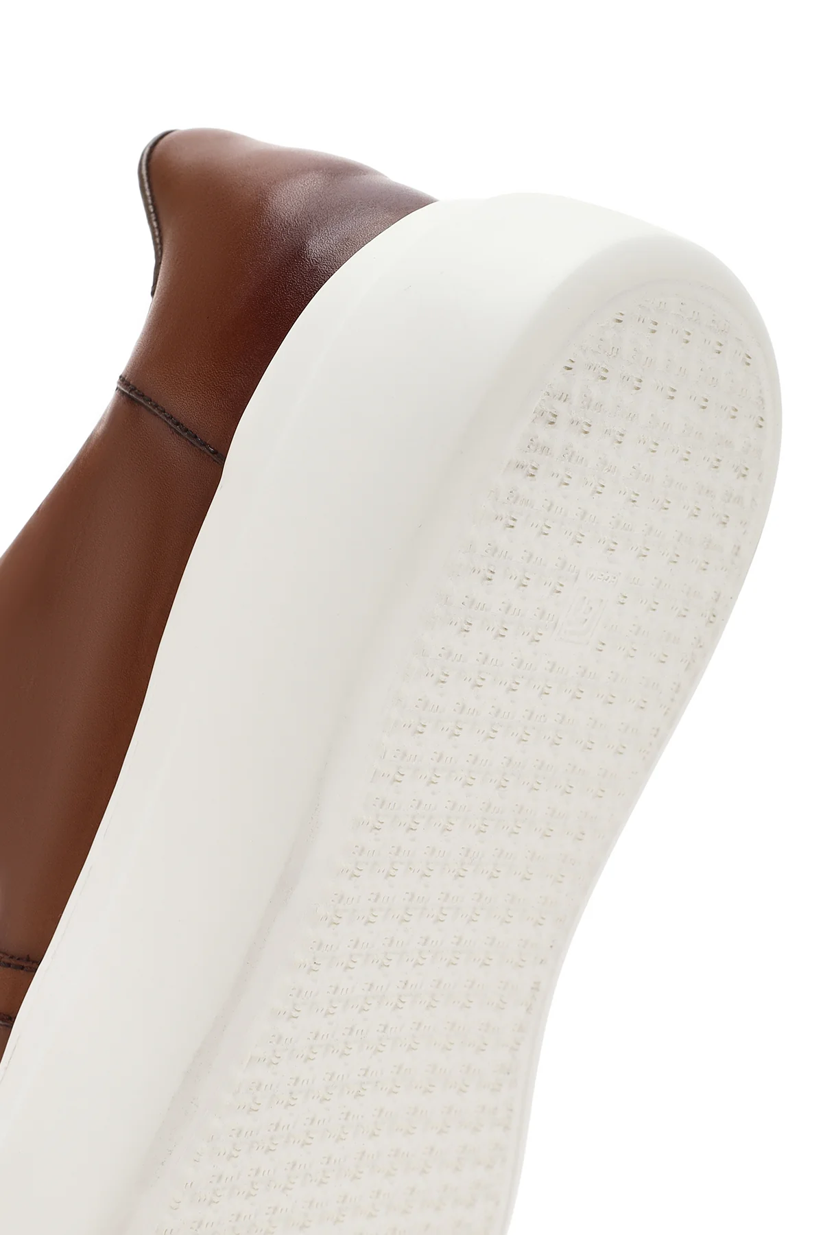 Erkek Taba Bağcıklı Kalın Tabanlı Deri Sneaker - Image 8