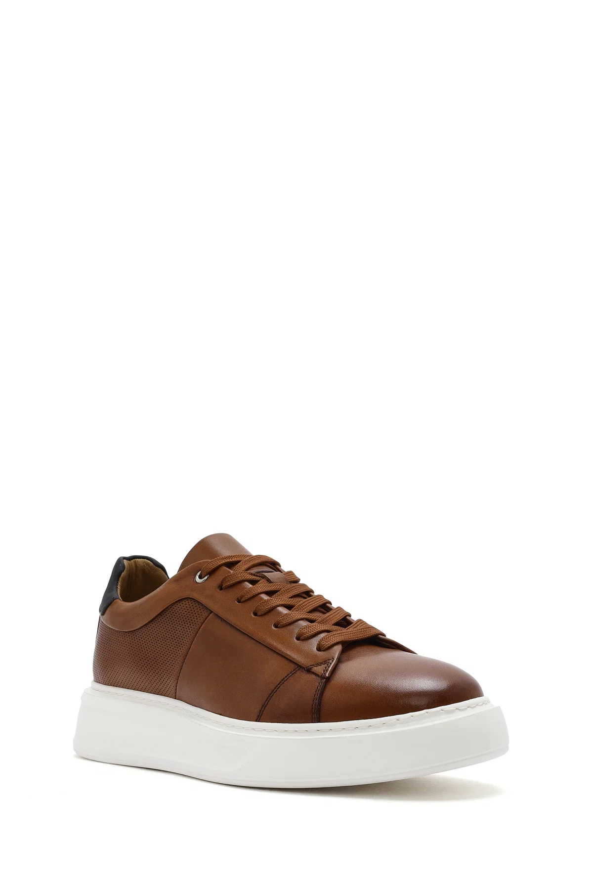 Erkek Taba Bağcıklı Kalın Tabanlı Deri Sneaker - Image 6