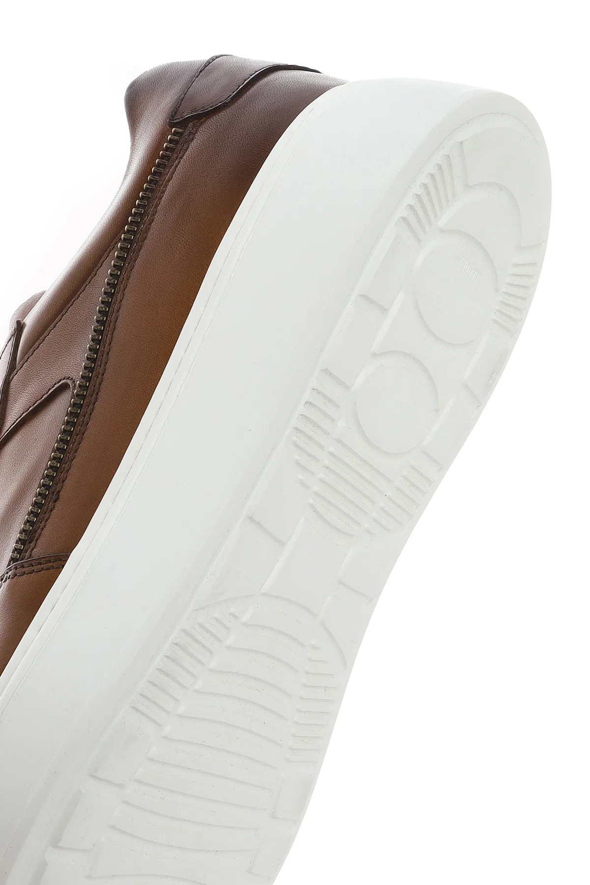 Erkek Taba Bağcıklı Kalın Tabanlı Deri Sneaker - Image 9