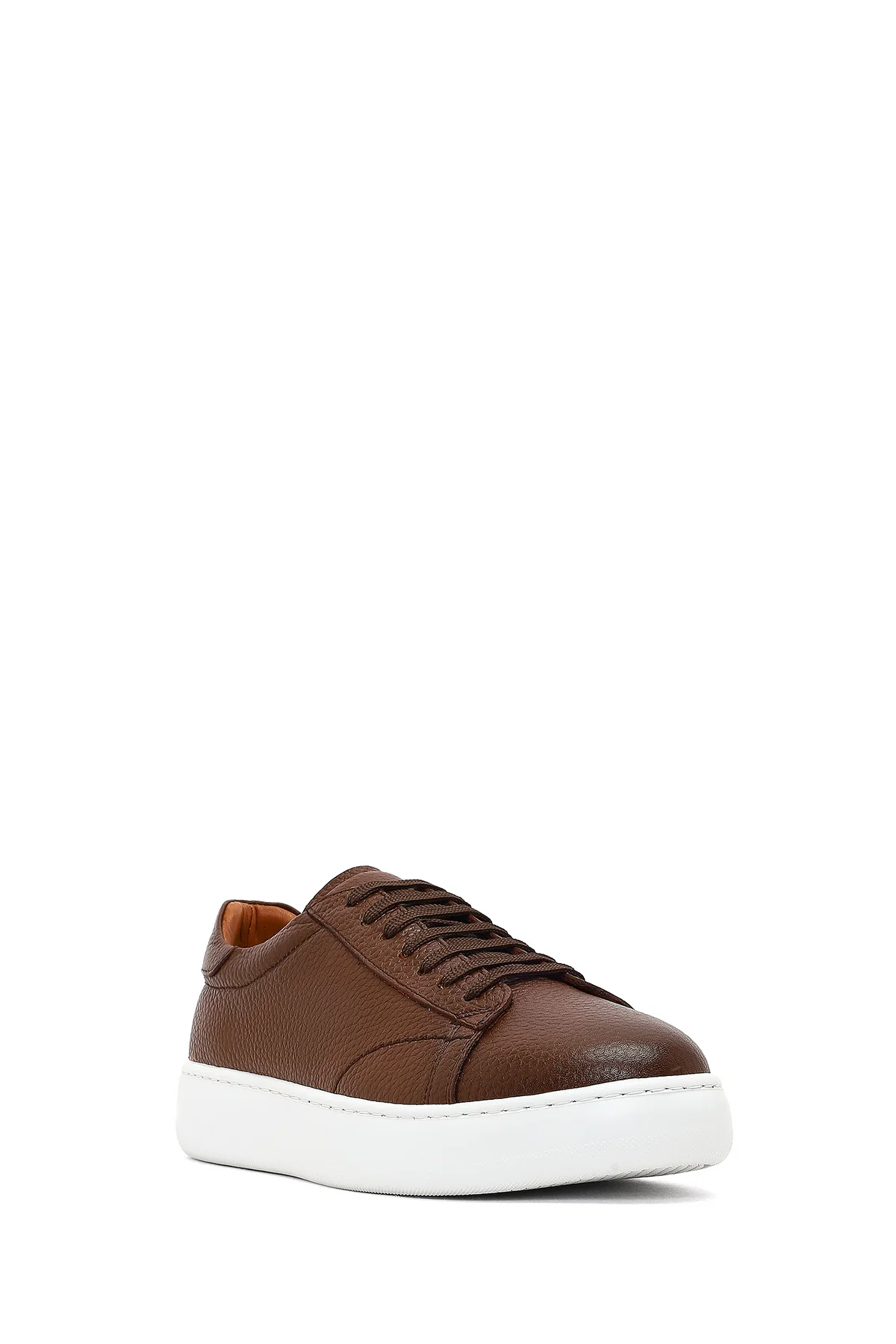 Erkek Taba Bağcıklı Kalın Tabanlı Deri Sneaker - Image 6