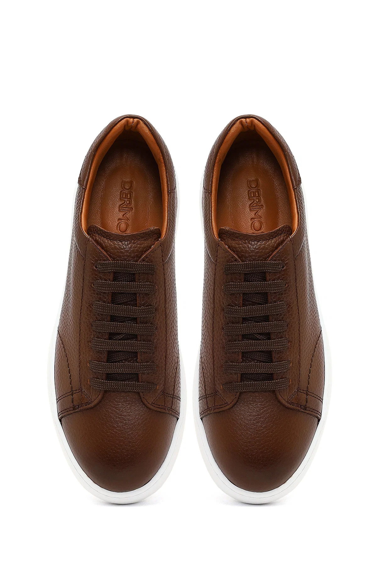 Erkek Taba Bağcıklı Kalın Tabanlı Deri Sneaker - Image 7