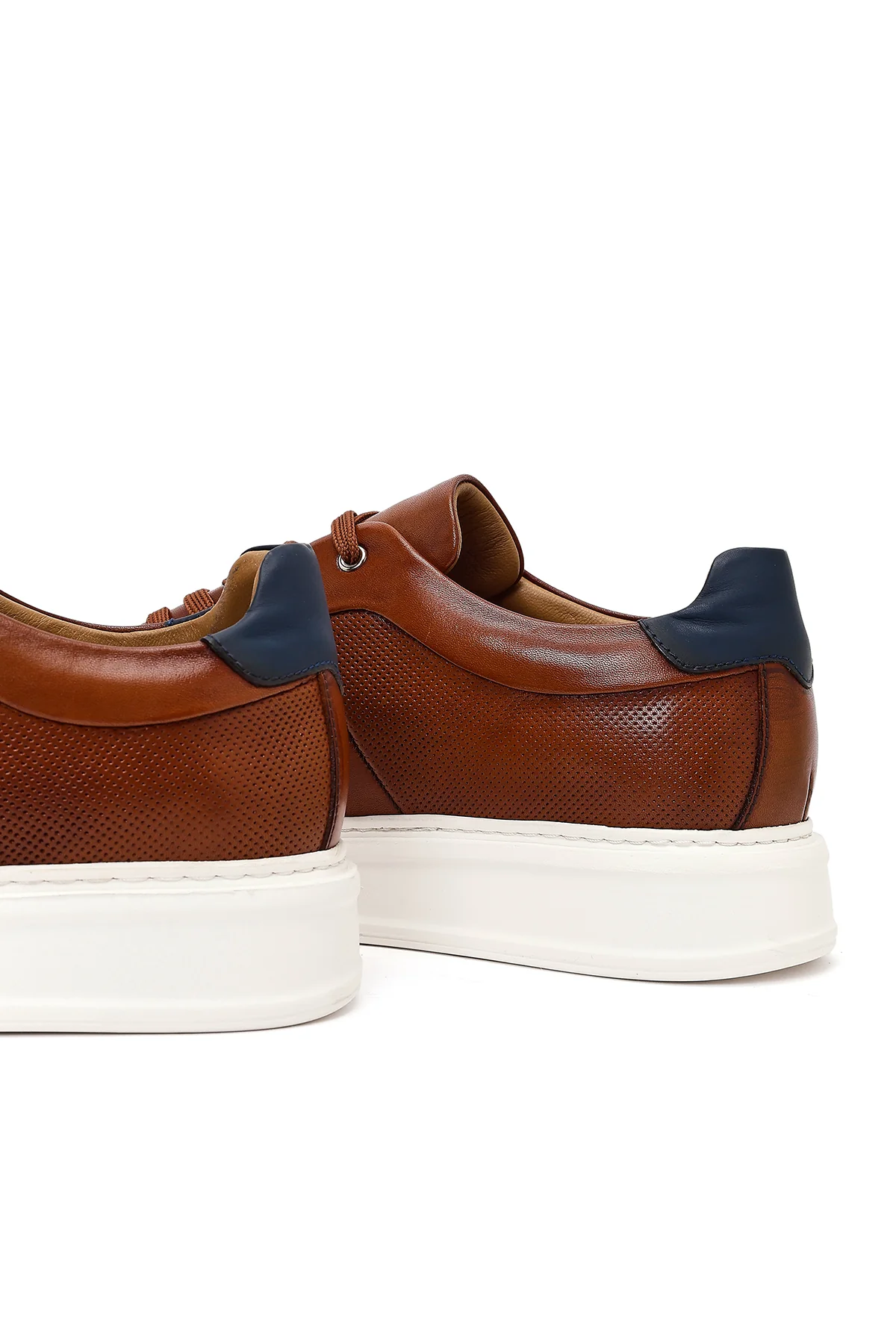 Erkek Taba Bağcıklı Kalın Tabanlı Deri Sneaker - Image 10